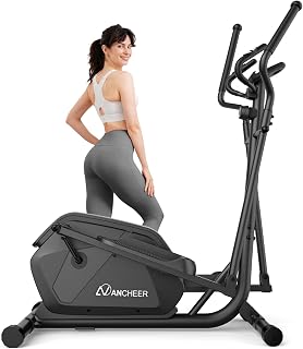 ANCHEER Elliptical Machine for Home: 15" Stride, 14 Resistance Levels, Ultra-Quiet Magnetic Drive, Compact Cardio Trainer with LCD & Device Holder
