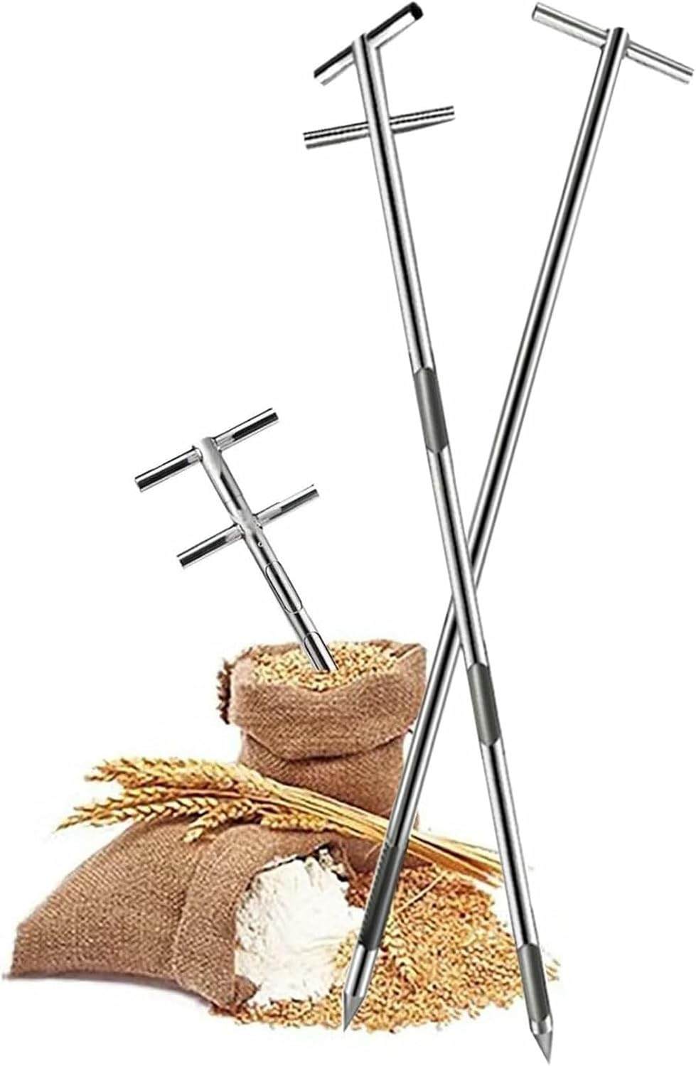 Pointed Soil Sampler Probe - Stainless Steel with T Handle - for Easy Penetration in Compact or Rocky Soil