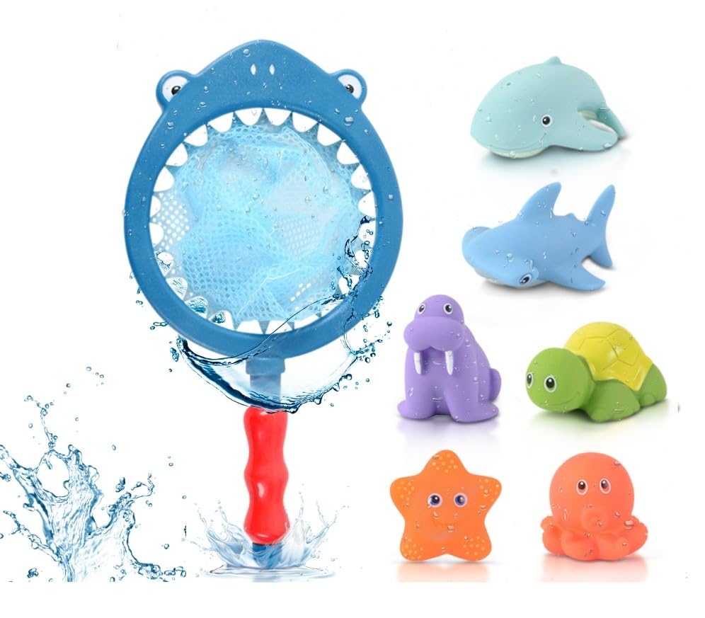 Juego de Baño Juguetes bañera Piscina Playa Red Juguetes baño de Piezas de Animales Marinos con Cambio de Color por Temperatura bañera. Ideal Juguetes y para Jugar en Agua.