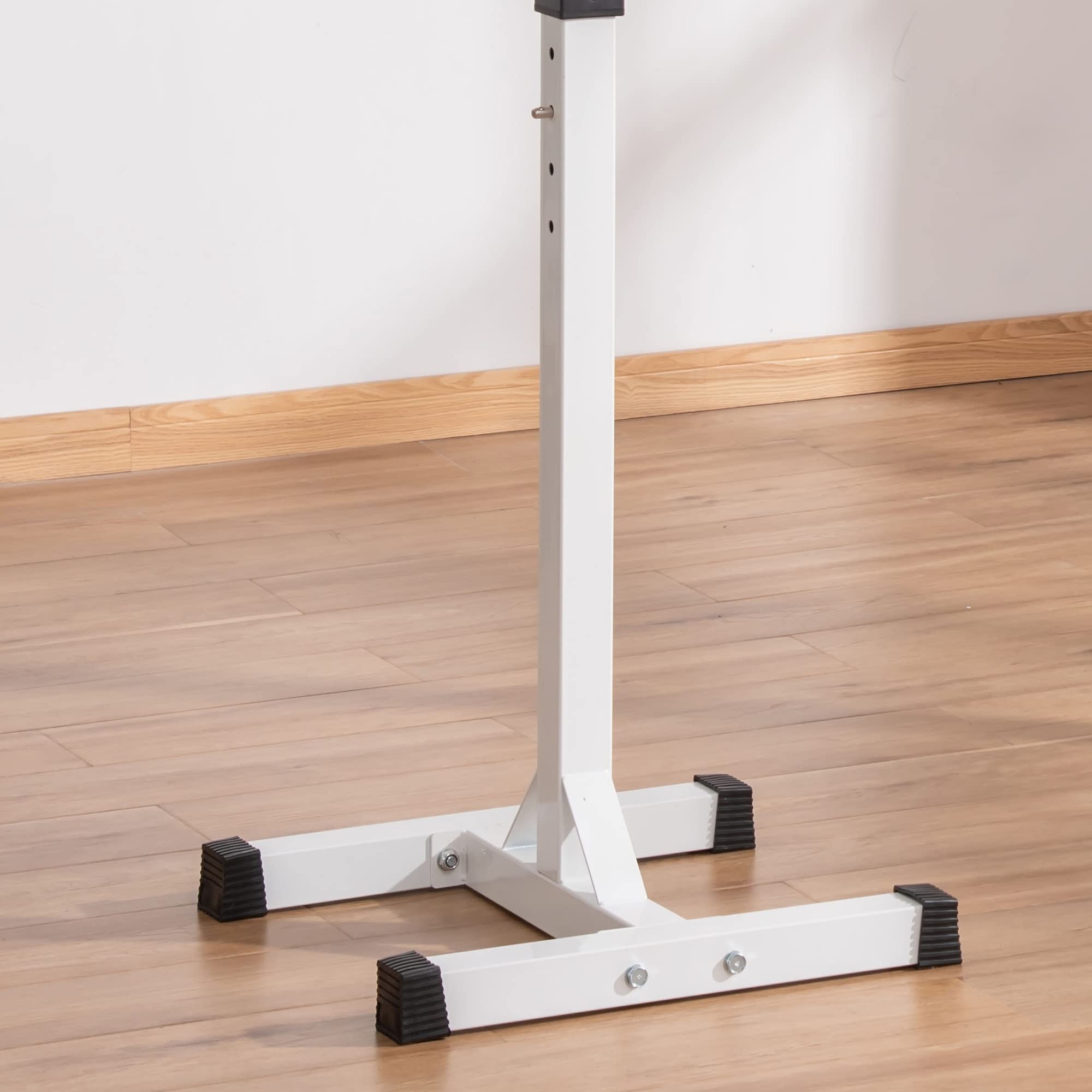 HOMCOM Supporto Porta Bilanciere Universale per Casa e Palestra, Squat Rack Altezza Regolabile in Acciaio Carico Massimo 150kg, Bianco e Nero