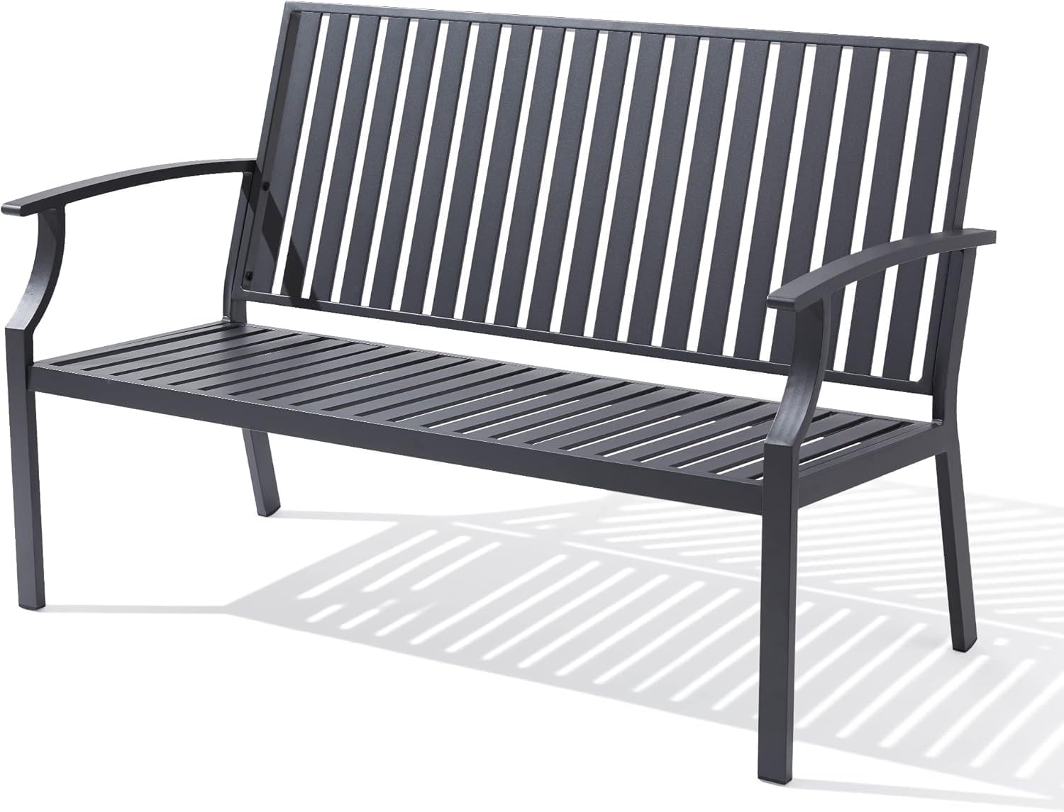 52" Outdoor Garden Bench Weatherproof, Rust-Resistant Aluminum Metal 2-Person Garden Bench with 660 lbs Weight Capacity, Patio Benches for Outdoors,Porch, Patio, Backyard and Park (Dark Gray)