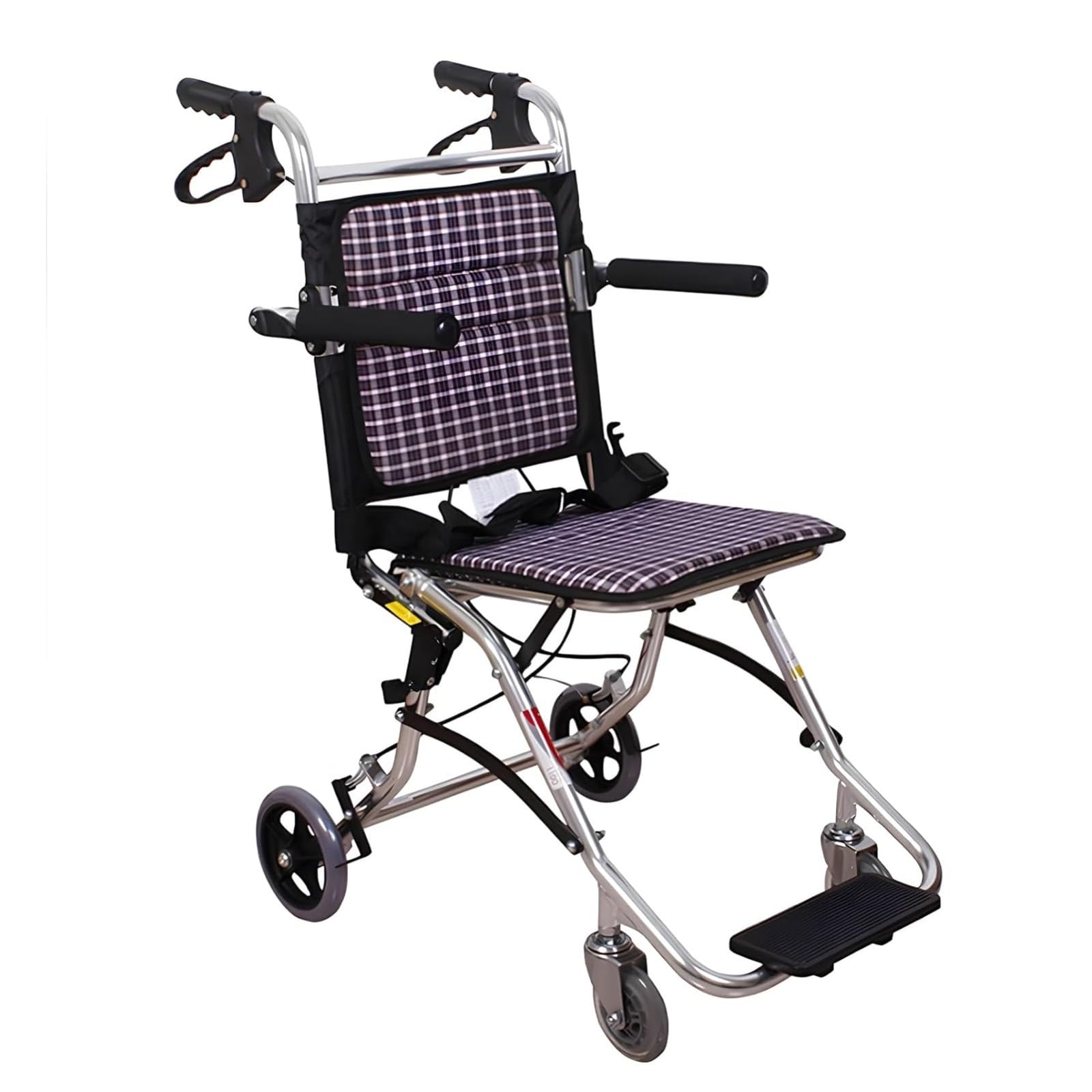 Silla De Ruedas De Aluminio para Viajes,Silla De Ruedas Plegable Reposabrazos Abatibles, Ligera Silla De Ruedas De Tránsito, para Traslado, Asiento 34 Cm, Ligera, Plegable