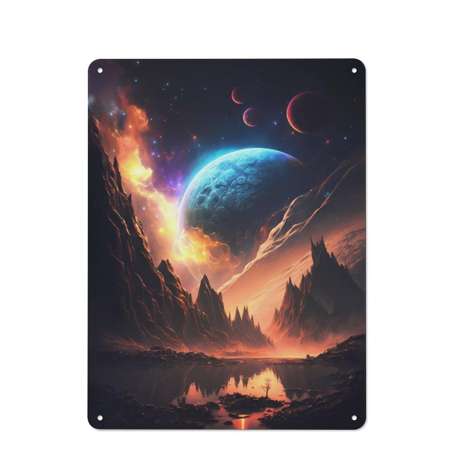 Junmoney Planetary Vistas Landscape Vintage Tin Sign 40X30cm With For Guest Room Or Hallway, For Themed Room Decoration, For Vintage Wall Decor Fans