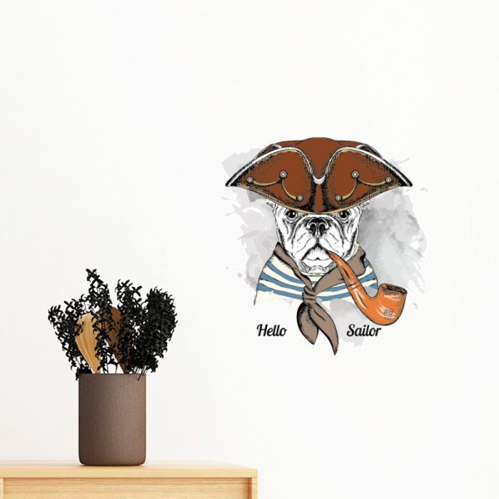 Sticker Mural Chien Vinyle Amovible Papier Peint DIY Aquarelle Décoration 30Cm