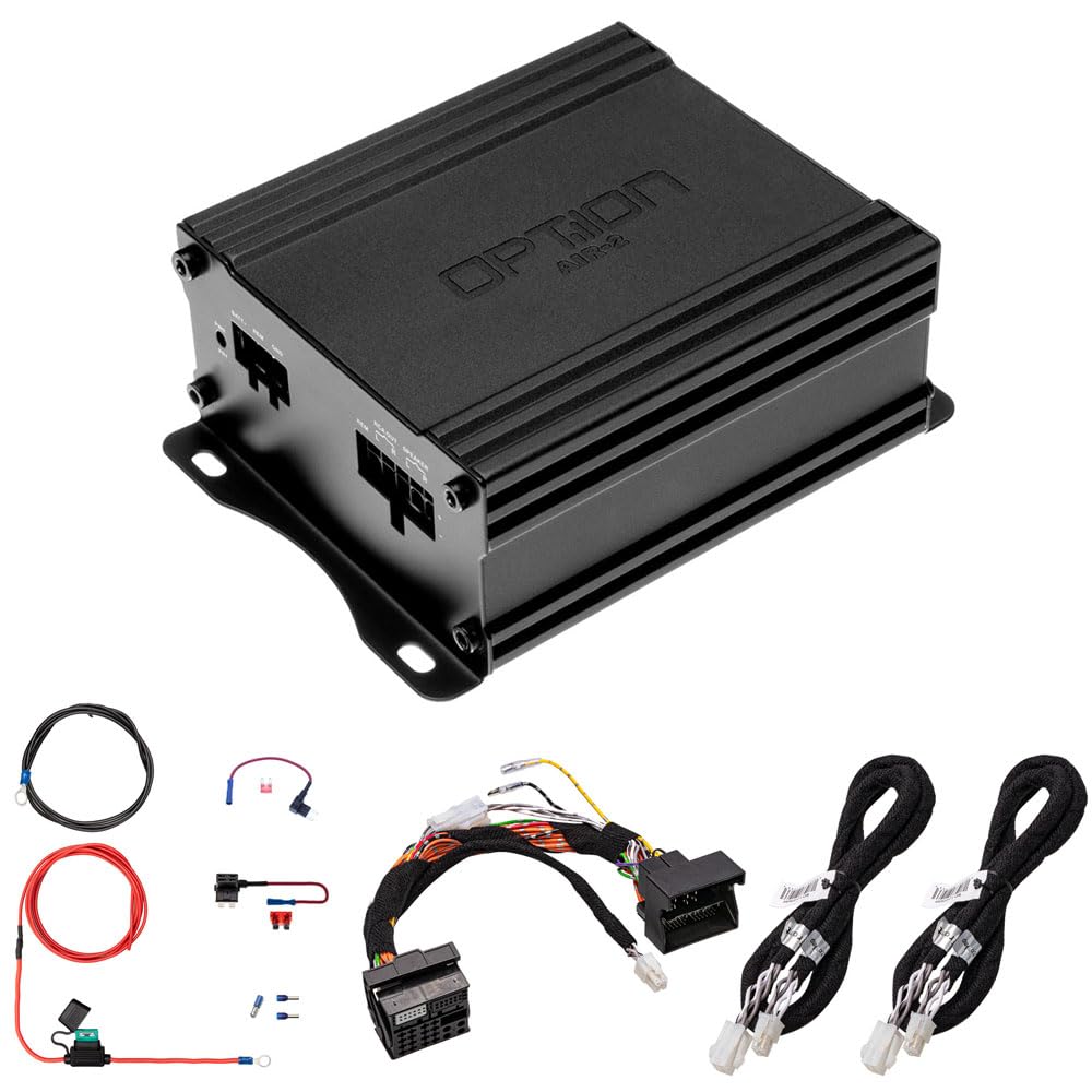 OPTION AIR-2 Verstärker inkl. Quadlock-Kit - Mini Verstärker mit Plug & Play-Installation für alle Fahrzeuge mit Quadlock-Anschluss