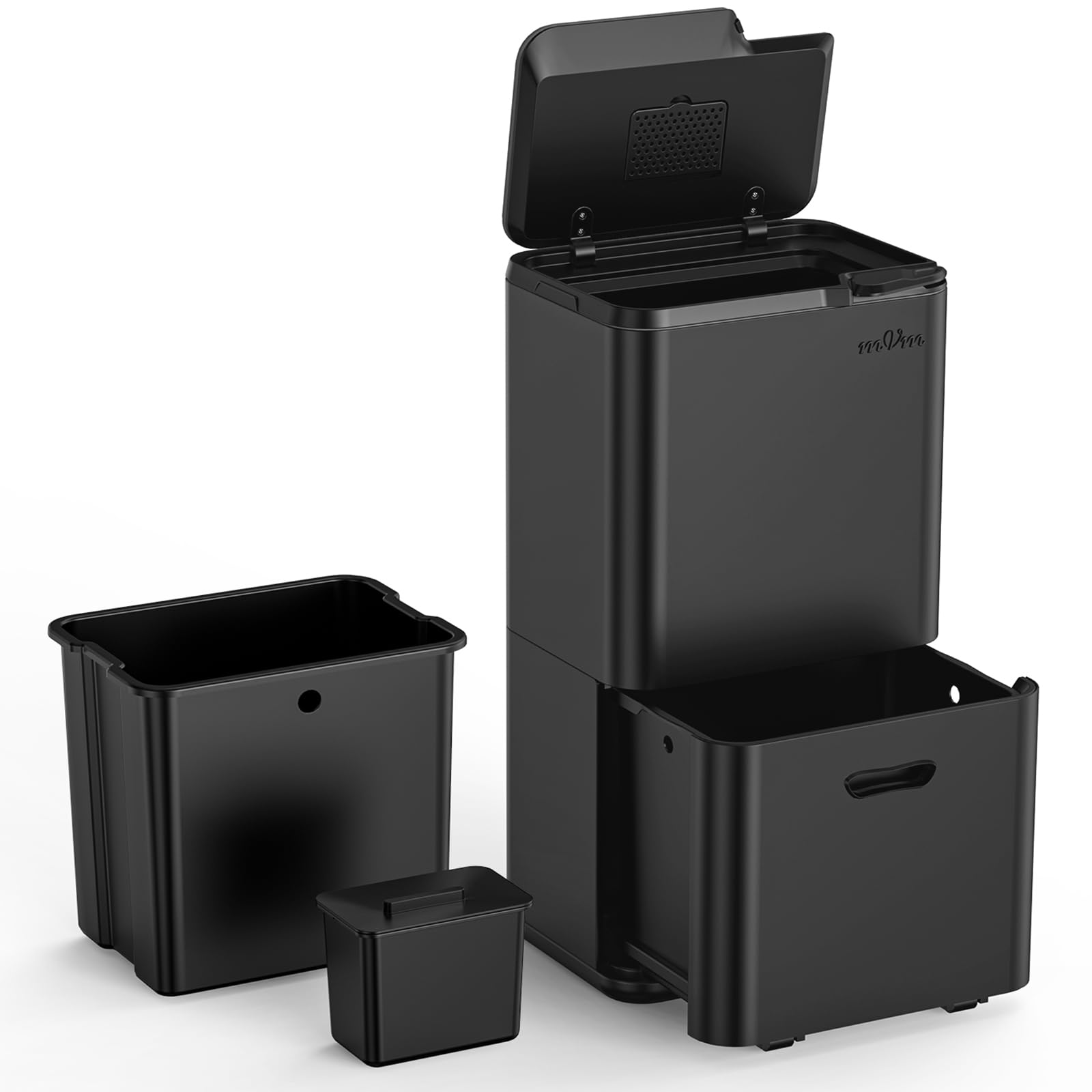 Amazon｜mVm ゴミ箱 分別 縦型2段4分別 63L ダストボックス 蓋付き 消