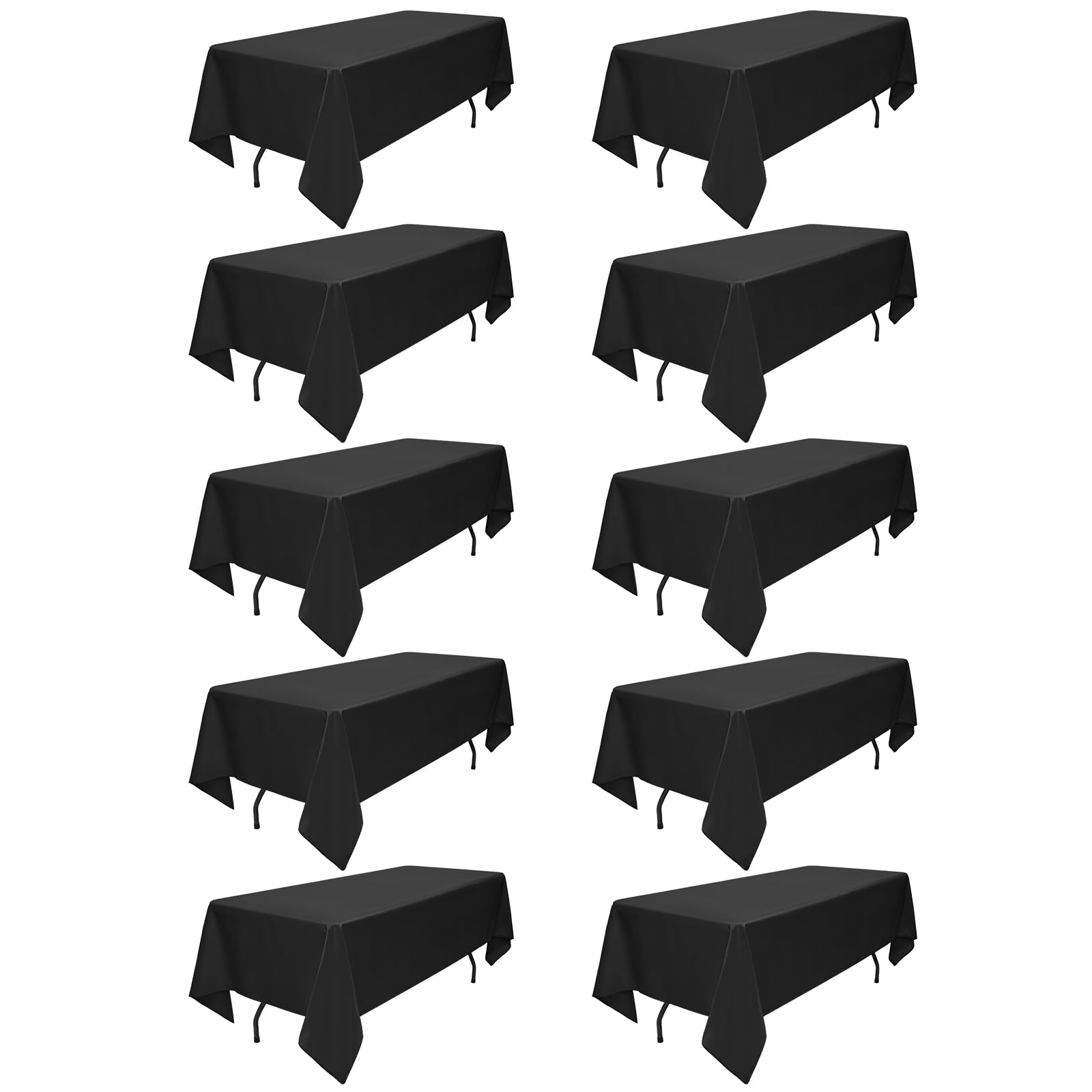 Lot de 10 Nappes Noir Nappe en Tissu 153x260cm Couverture de Table | Lavable, Noel, Jardin, fête, Mariage ou Maison,Décoration de table, Protection de table, Anti-Rides et Résistantes