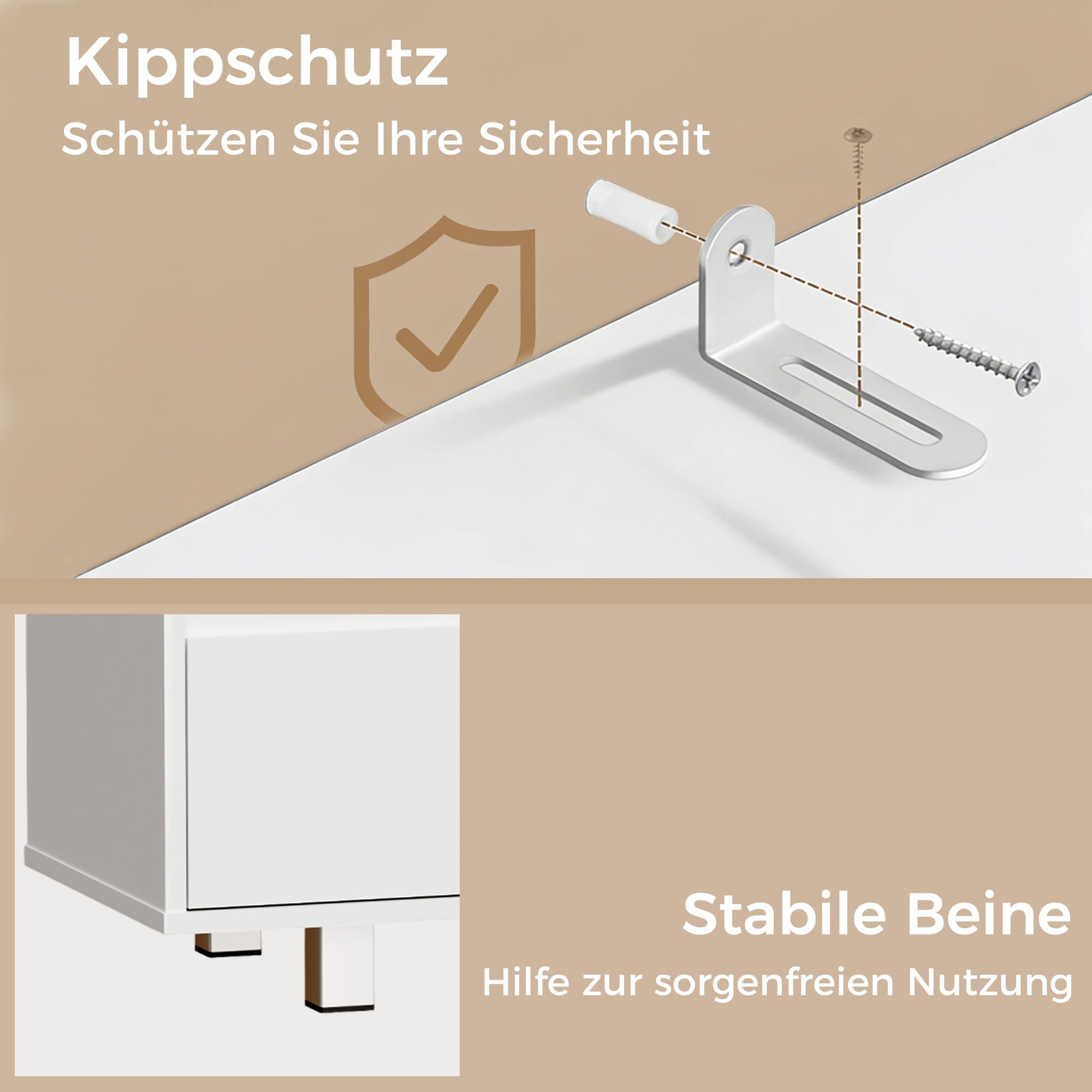 ANWBROAD Mueble Bajo Lavabo, 4 Cajones, 2 Puertas, Armario de Baño con Patas, Moderno,90 x 30 x 64,5 cm, Blanco SSC002W