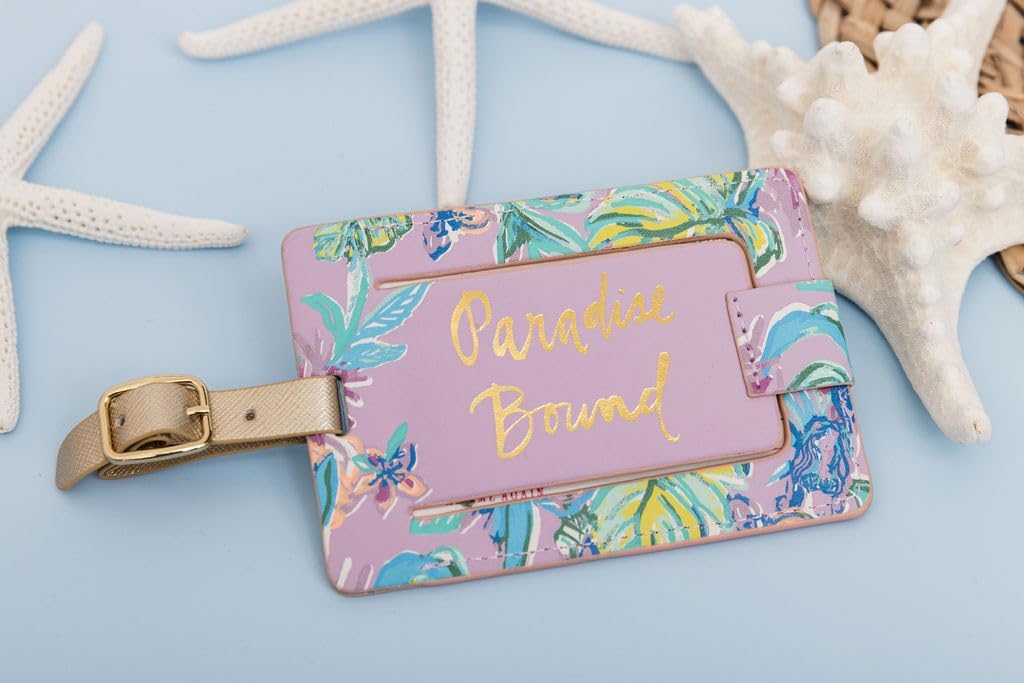 Lilly Pulitzer Leatherette Luggage Tag with Secure Strap, Colorful Suitcase Identifier for Travel - Image 3