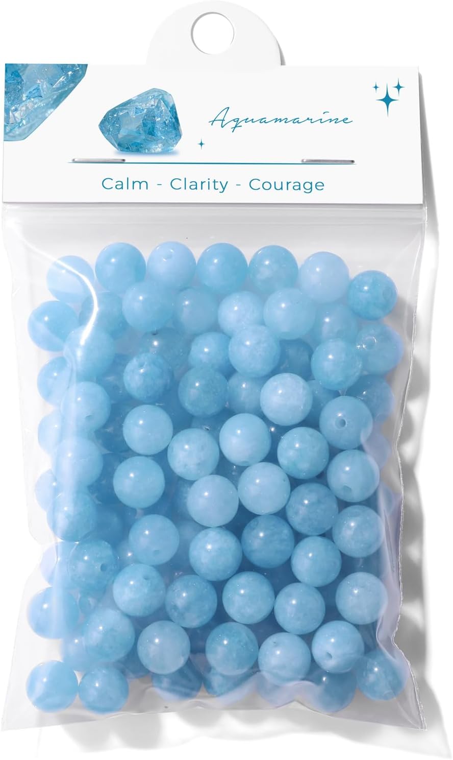 Raicegs 100pcs 8mm Aquamarine Beads Natural Gemstone Beads Round Loose Beads for Jewelry Making DIY Bracelets Necklace