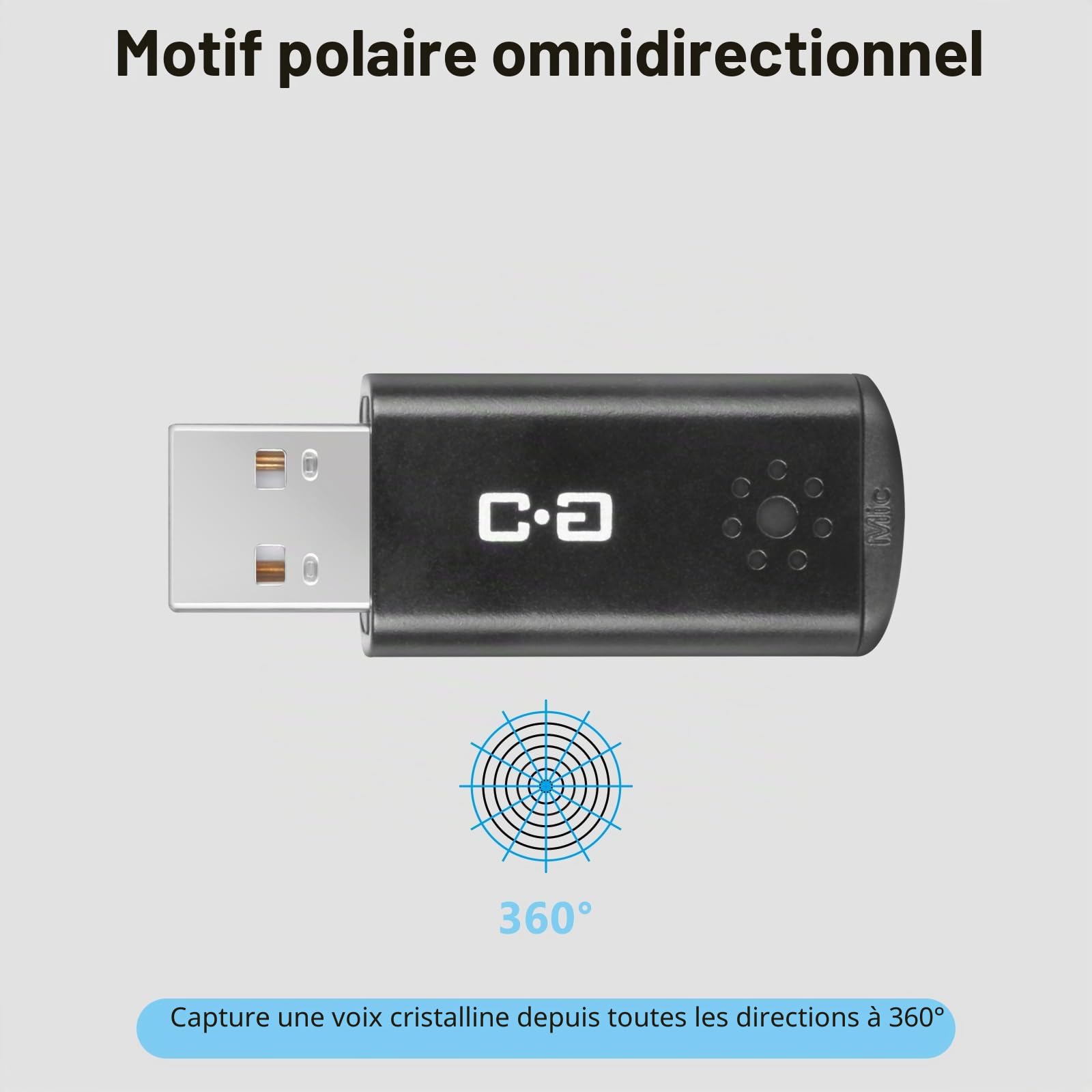 DUNGZDUZ Microphone USB pour Ordinateur Portable et Ordinateur de Bureau, Haute sensibilité pour des appels clairs, Plug-and-Play, Gain élevé, Portable sans Fil, idéal pour Le Travail et Les études
