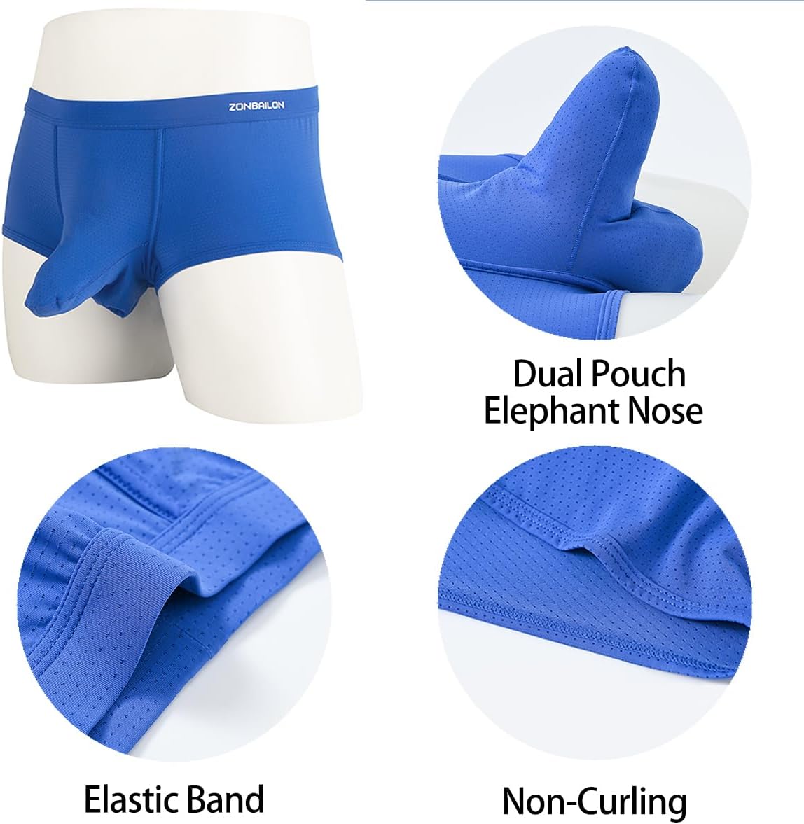 JINSHI Men’s Boxer Briefs Sexy Elephant Trunk Micro Mesh Breathable Underwear With Dual Pouch Shorts - Image 3