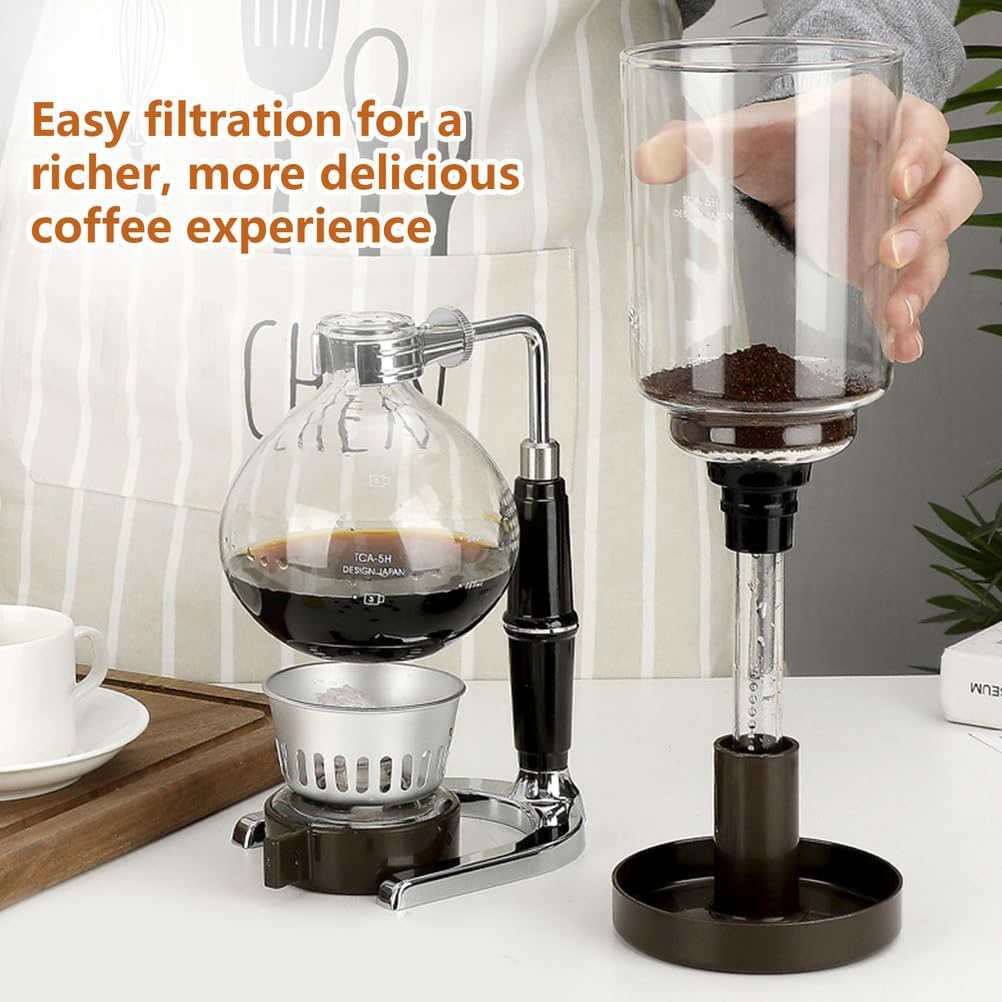 AIZYR Siphon Syphon Coffee Maker, Vacuum Coffee Brewe Glass Brewing Teaware Coffee Kettle Pot Set for Home, Coffee Shops, Offices image 4