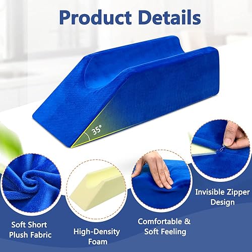 Miniatura 5 de Almohada de elevación de piernas de espuma de rodilla para dormir tobillo después de la cirugía, almohadas de apoyo para pies y piernas, almohada