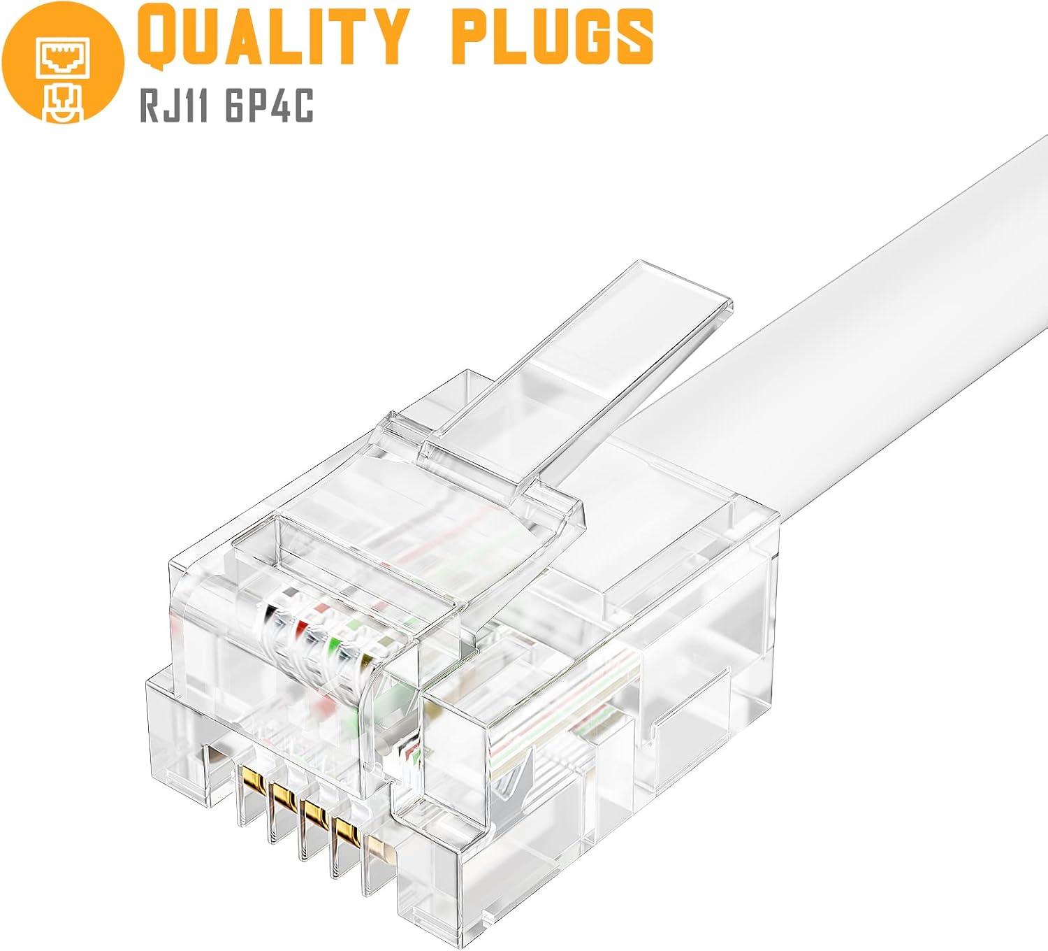 Two Way Telephone Splitters, Uvital Male to 2 Female Converter Cable RJ11 6P4C Telephone Wall Adaptor and Separator for Landline (White, 2 Pack) : Electronics