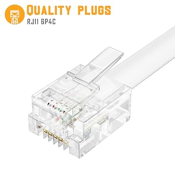 Uvital RJ11 Duplex Wall Jack Adapter Dual Phone Line Splitter, Two Way Telephone Splitters, Male to 2 Female Converter Cable, RJ11 6P4C Telephone Wall Separator for Landline, White, Wired (2 Pack)