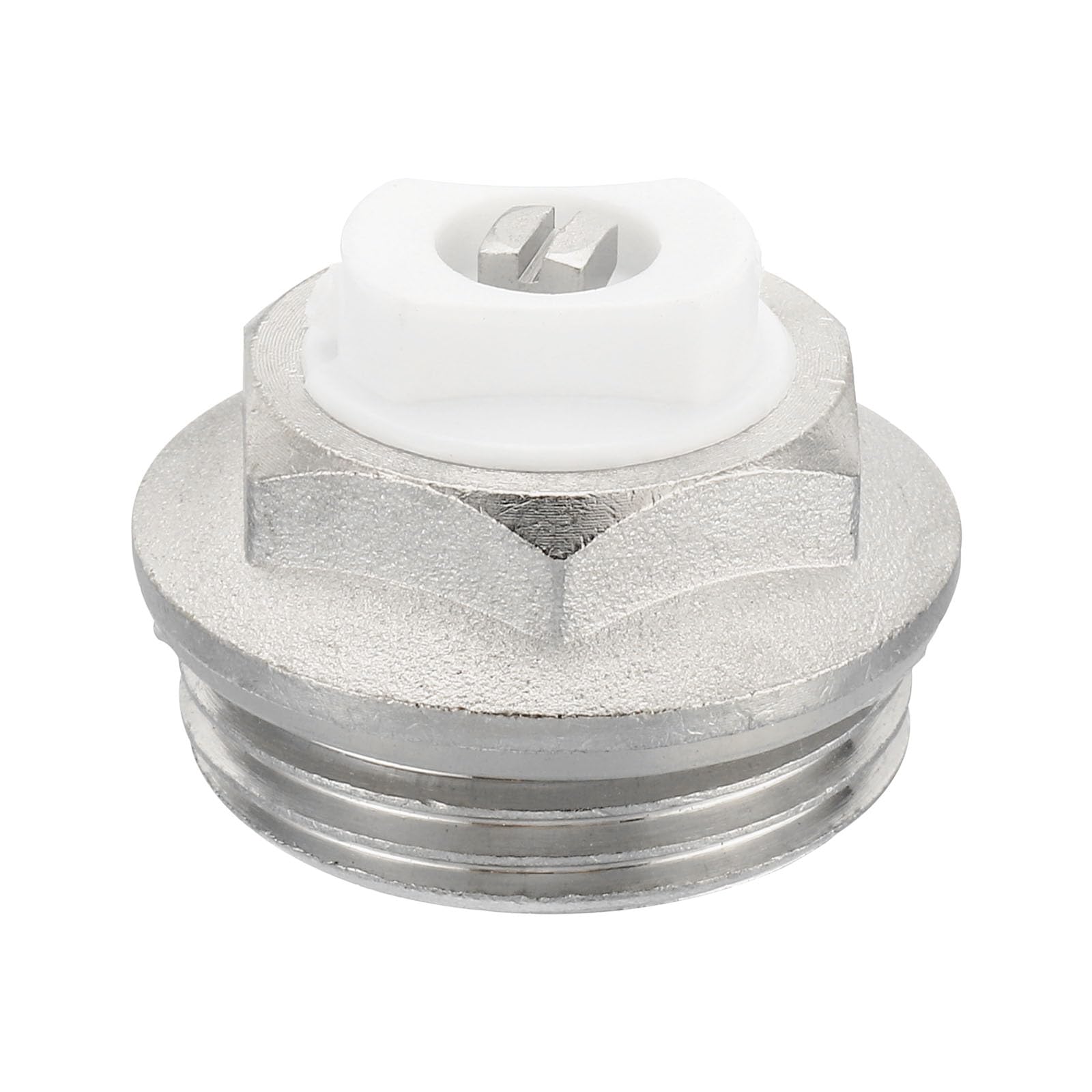 PATIKIL 1" BSP Male Thread Manual Radiator Air Vent Plug Valve, Nickel Plated Brass Plug for Radiator Heater Silver White - Image 3
