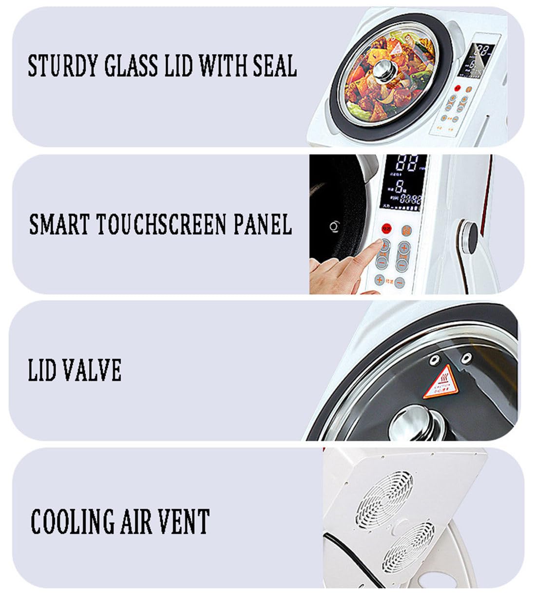 Robot de Cocina Multifunción,Potencia 2500W,15-30 RPM,Inclinación 0°-135°,Temperatura 50-240°C,distribución Uniforme del Calor,Equipo Gastronómico 6L para Food Trucks y Eventos‌