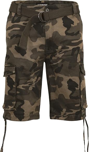 VICTORIOUS Mens Belted Ripstop Twill Camo Cargo Short