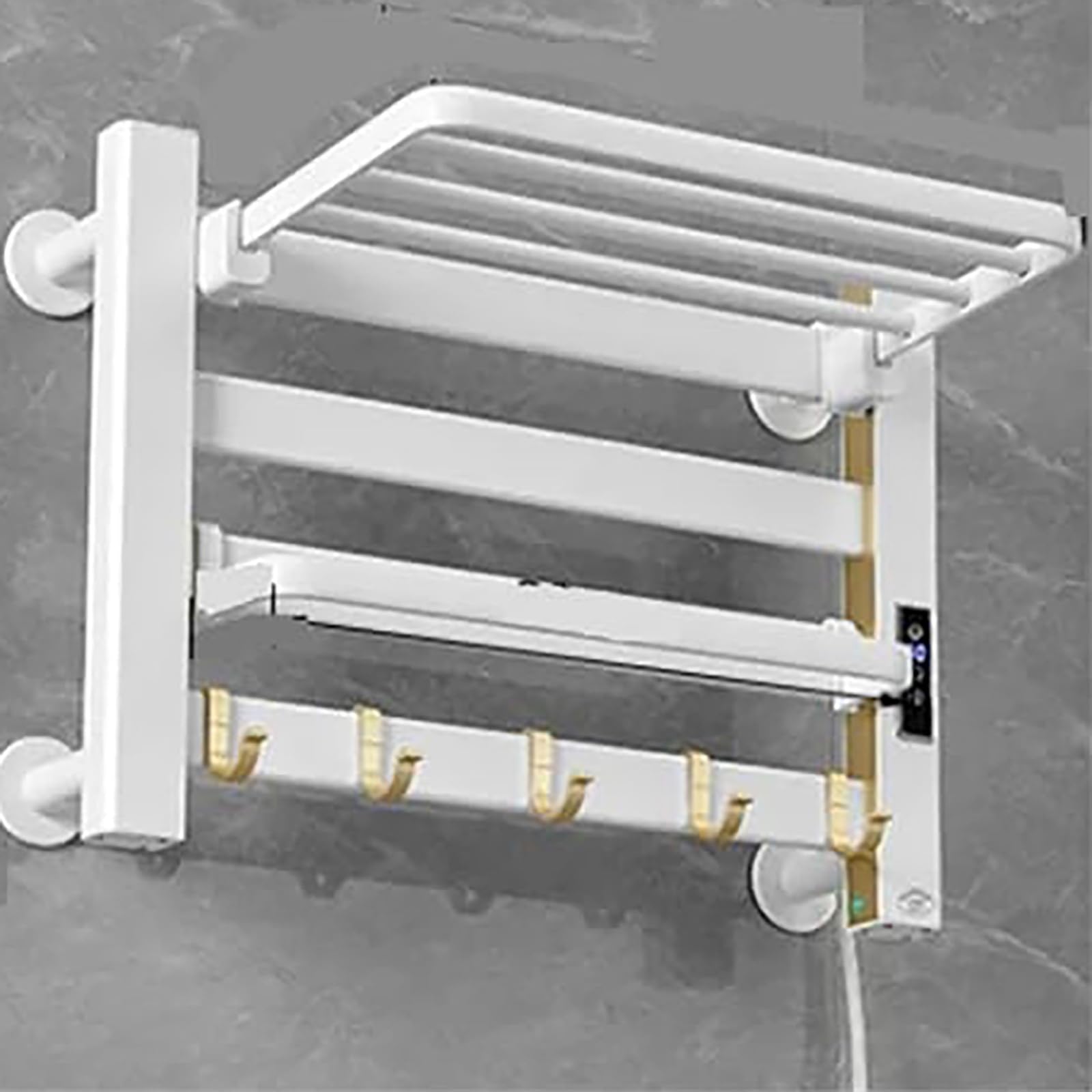 Toallero eléctrico con calefacción, calentador de toallas de pared con pantalla táctil digital, termostato de 35-60 °C, temporizador de 0-8 horas, aluminio, impermeable, para baño
