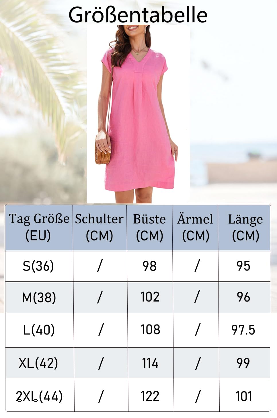 YUTILA Vestido de lino de las mujeres de verano con cuello en V 100% lino ligero una línea vestido con bolsillos laterales