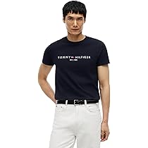 Tommy Hilfiger Uomo T-Shirt Maniche Corte Core Tommy Logo Scollo Rotondo, Nero (Jet Black), XL