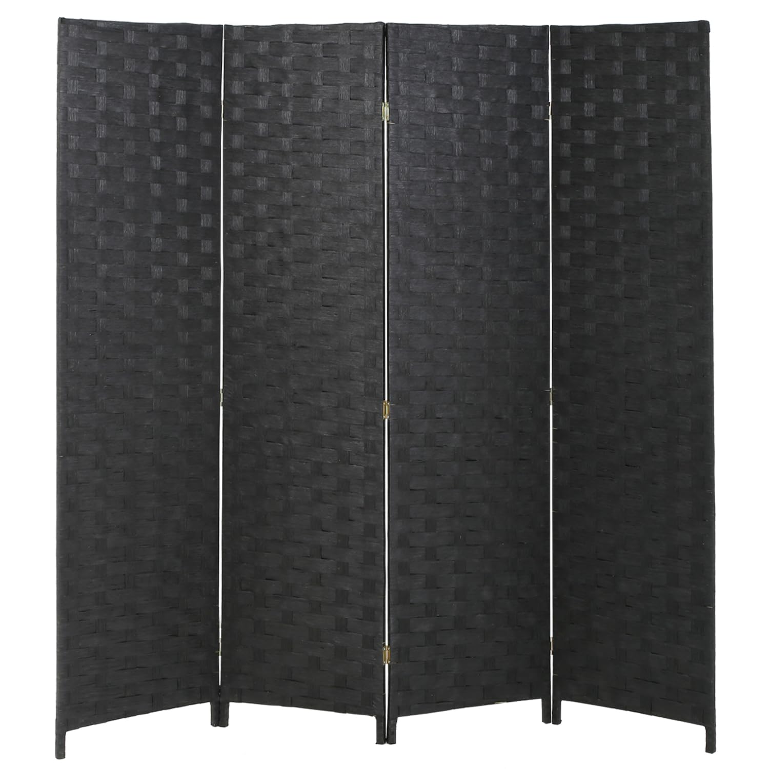 PayLessHere Room Divider 6FT Wood Mesh Hand-Woven Room Divider, 4-Panel Indoor Folding Portable Partition Screen,Black