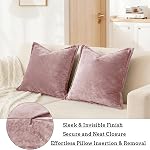 Luxurious Velvet Throw Pillow Covers 20x20 Set of 2 Decorative Pillow Covers Solid Square Cushion Case for Sofa Couch Bedroom Farmhouse, Pink