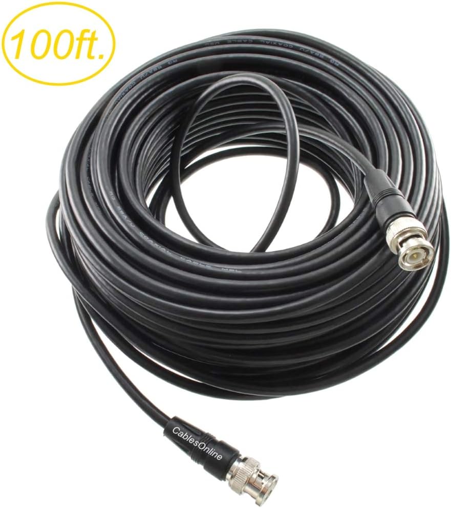 CablesOnline, RG58A/U 50-Ohm Quality Antenna/Network Coaxial Cable with BNC Male Connectors (100ft.)