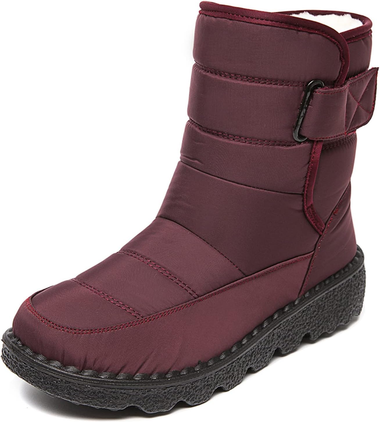 Snow Boots, Women's Warm Plush Lined Ankle Wellies Winter Waterproof Non-Slip Rubber Strong Grip Hiking Flat Classic Short Boots for Outdoor Hiking Ski Holidays Snowboard,Red,40 EU