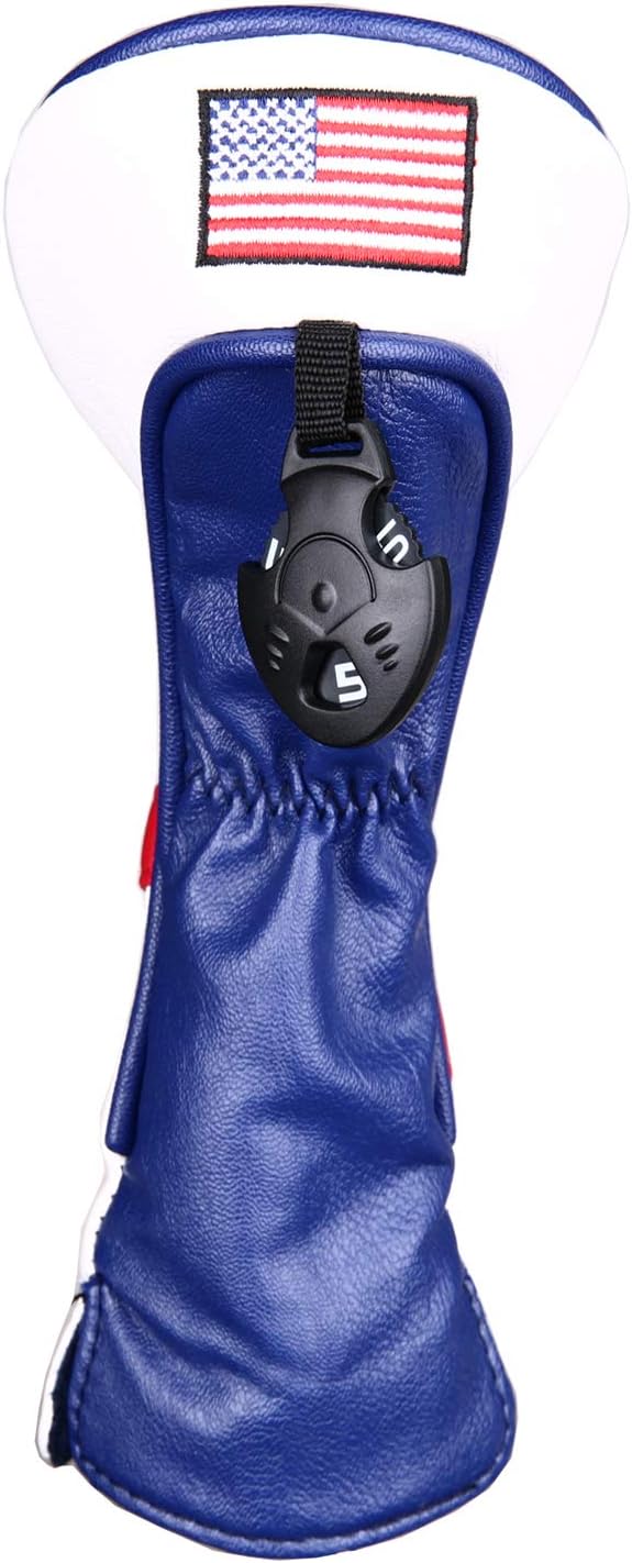 Golf Builder 3pcs/Set USA Stars and Stripes Golf Club Hybrid Head Covers Utility UT Covers with Adjustable Number Tag