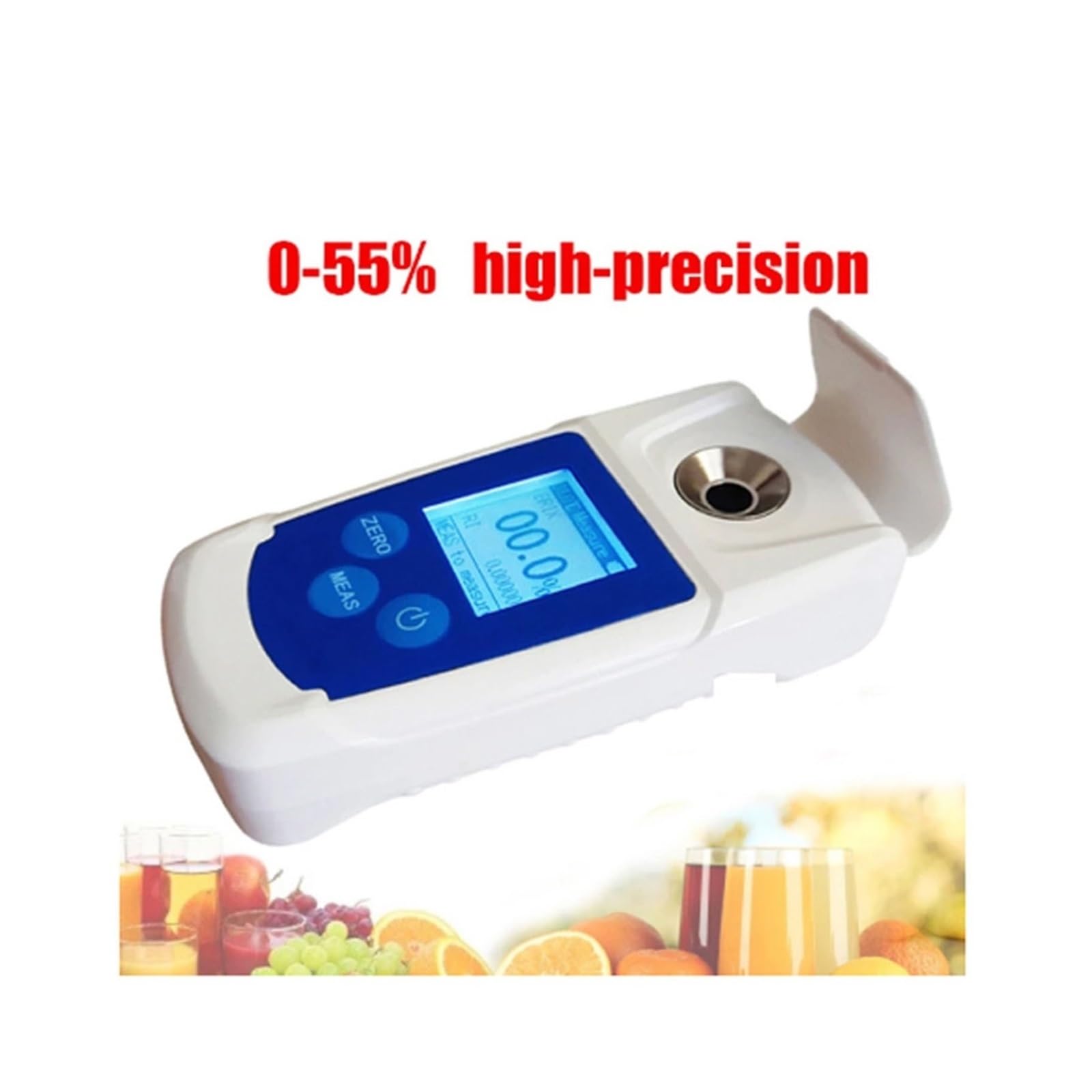 Refractómetro Digital de 0-55% for medir el Contenido de azúcar en Bebidas y jugos de Frutas.