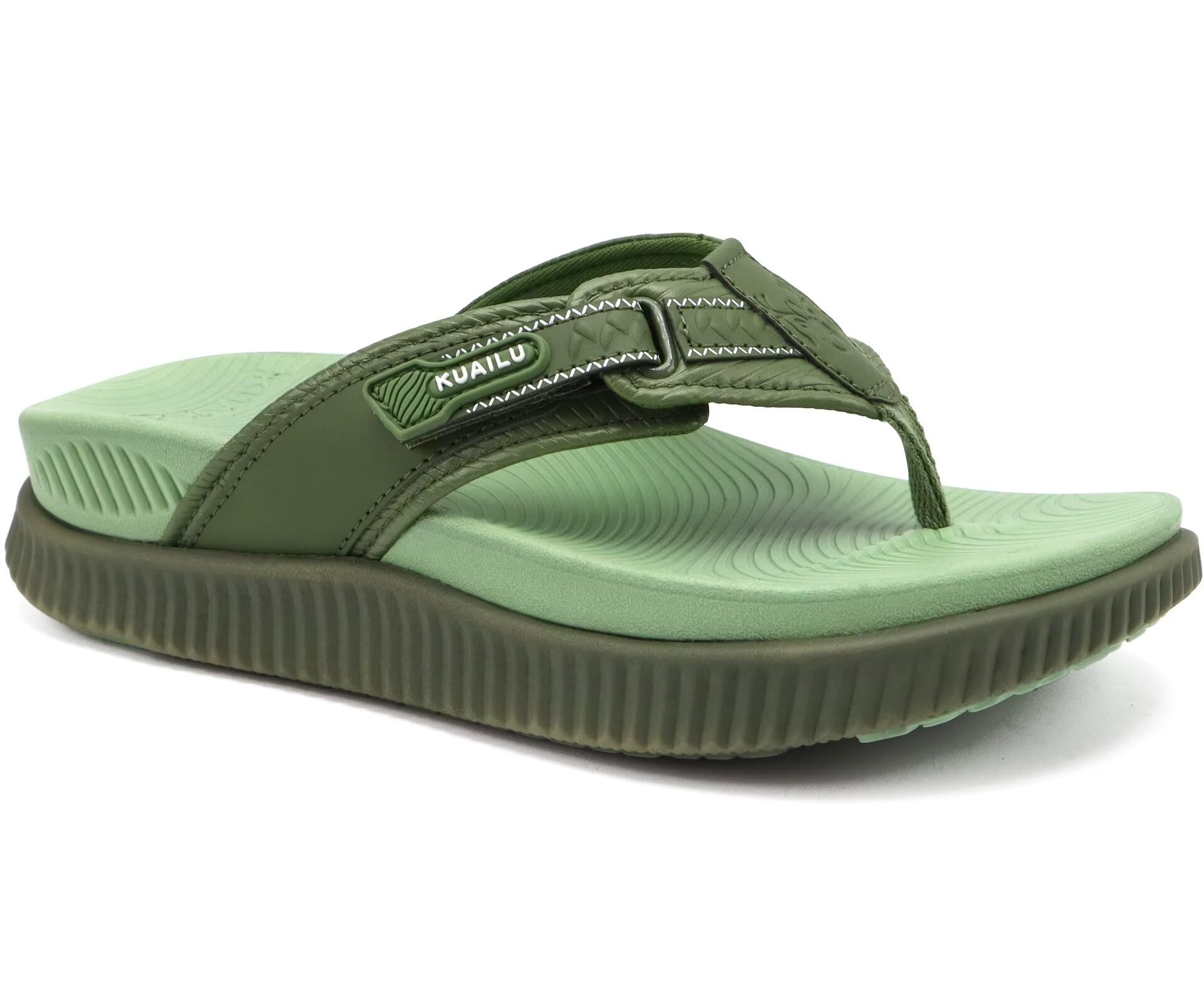 KuaiLu Womens Orthotic Cushion Flip Flops Sport Recovery Walking Sandals for Women with Comfortable Arch Support - Adjustable Flatform Slip On Indoor