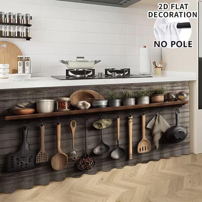 Image of DARSHANAM WORLD Modern Printed Kitchen Sink Curtain | Kitchen Under Sink Curtain | Decorative Cabinet Cover | Washable & Dustproof (1, Spatula)