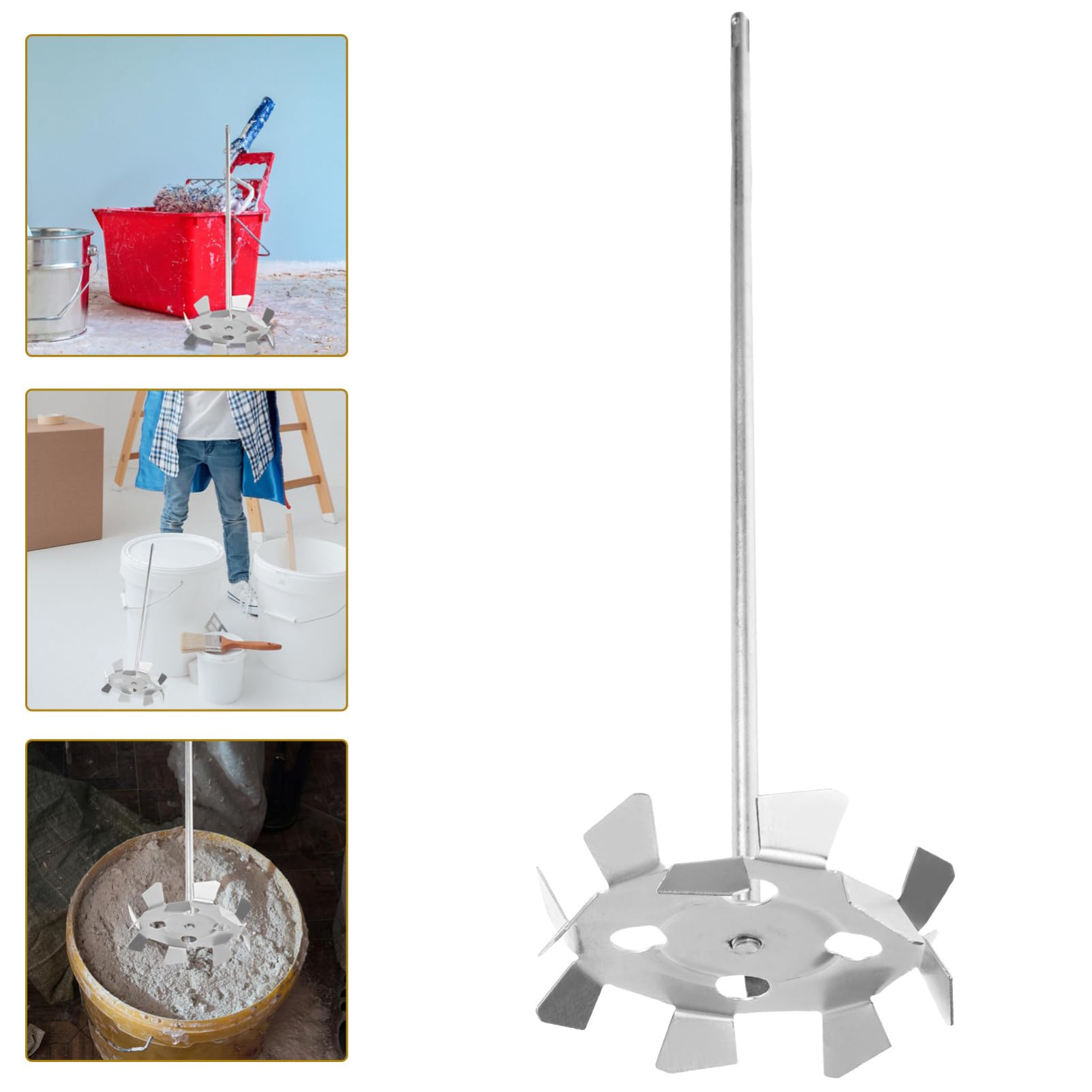 iplusmile Accesorio de Taladro Mezclador de Pintura y Barro Varilla Mezcladora de Herramienta Multi Función para Pintura Compatible con Taladros Eléctricos