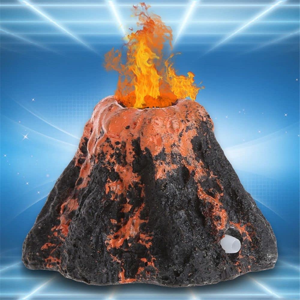 Decoración de volcán de Acuario, decoración de pecera de Resina con Burbujas aireadoras, 6,3 x 4,3 Pulgadas, decoración de Paisaje de Roca de Lava, Accesorios de Acuario