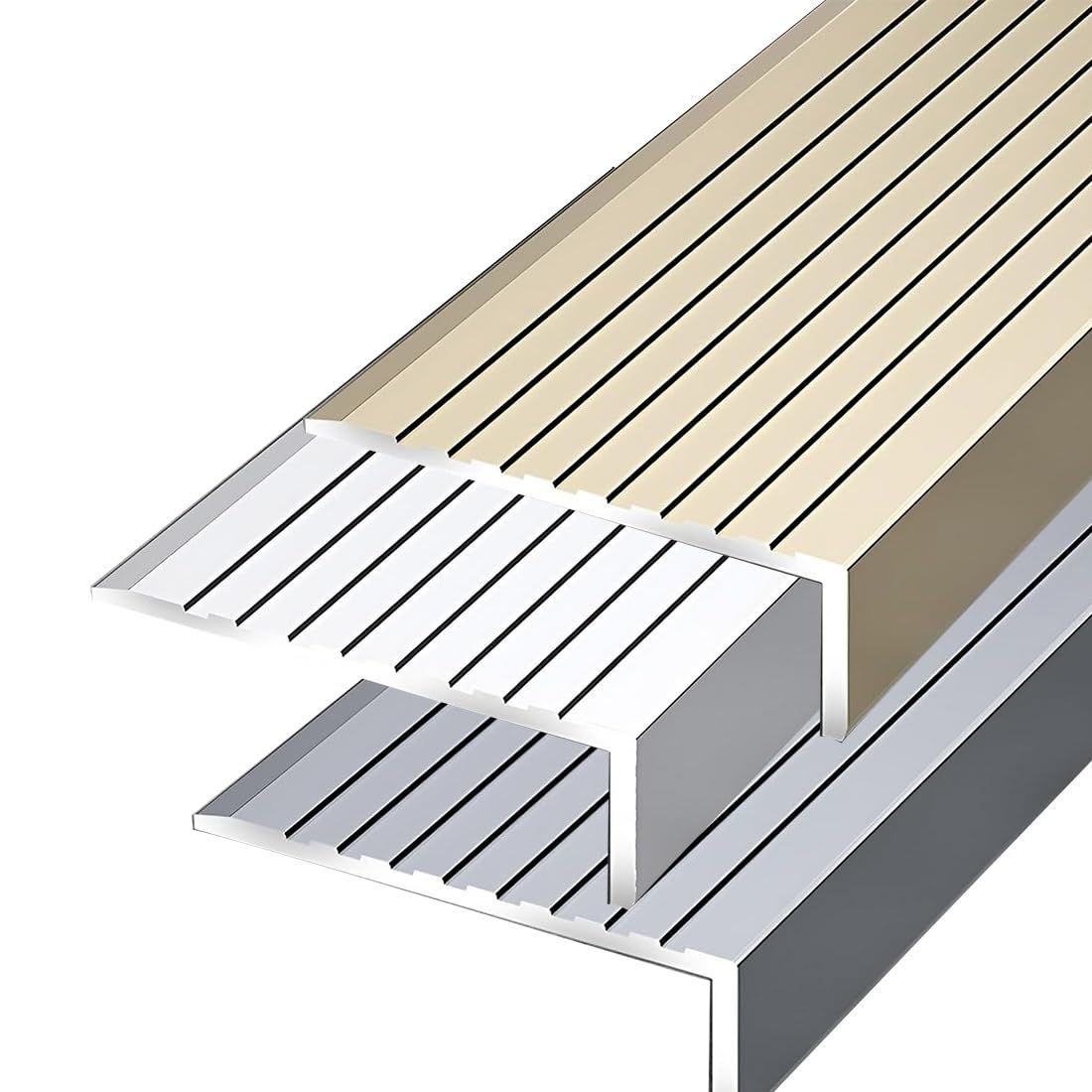 125/135/145 cm Protector de Nariz de Escalera de Metal Antideslizante, Perfil de Borde de Escalera en Forma de L para Escaleras Interiores Y Exteriores(Zwart,145cm/4.8ft)