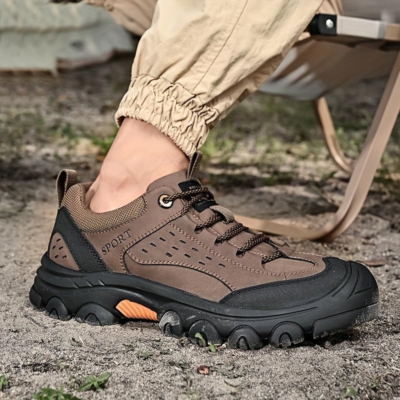 [Durable Hiking Shoes] Durable Synthetic & Rubber Men's Sport Outdoor Hiking Shoes | Slip-Resistant All-Season Casual Work Boots for Trekking, Travel, All-Day Comfort, Hiking Accessories