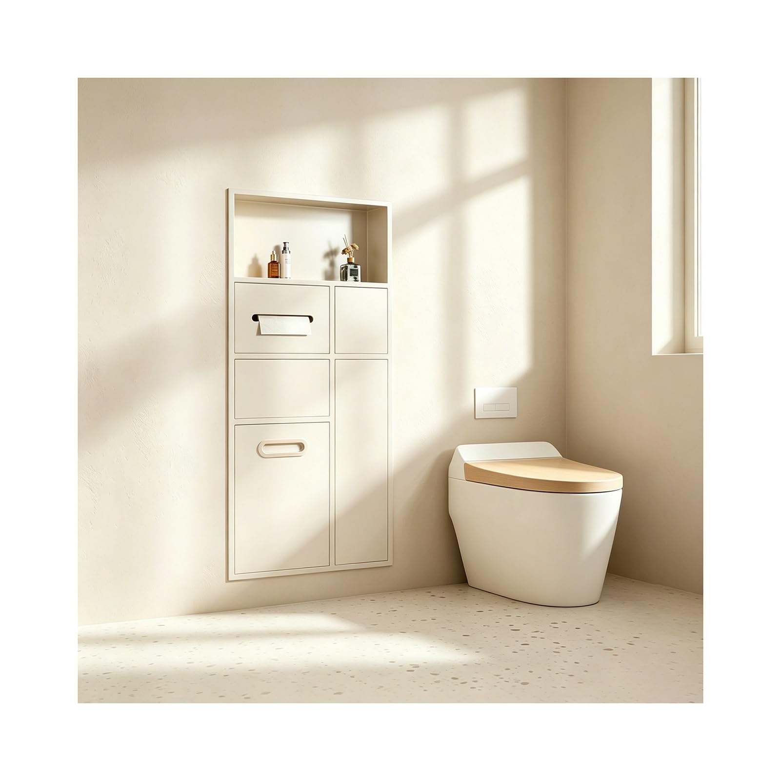 Recessed Toilet Niche, Bathroom Trash Can Niche for Bathroom