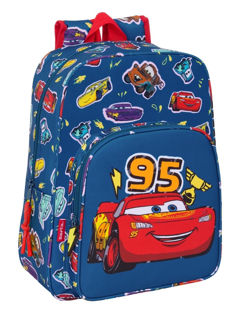 Mochila Escolar CARS RACING Safta Para Niño - Con Carro, 33x14x42 Cm, Resistente, Espaciosa, Ergonomica