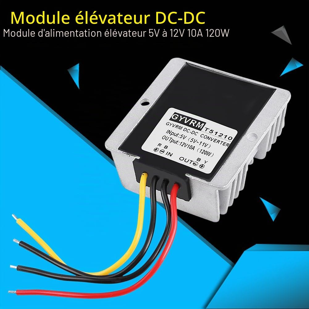 DC-DC Module Convertisseur de Puissance Elévateur Transformateur de Tension Imperméable Entrée 5-11V Sortie 12V 10A 120W