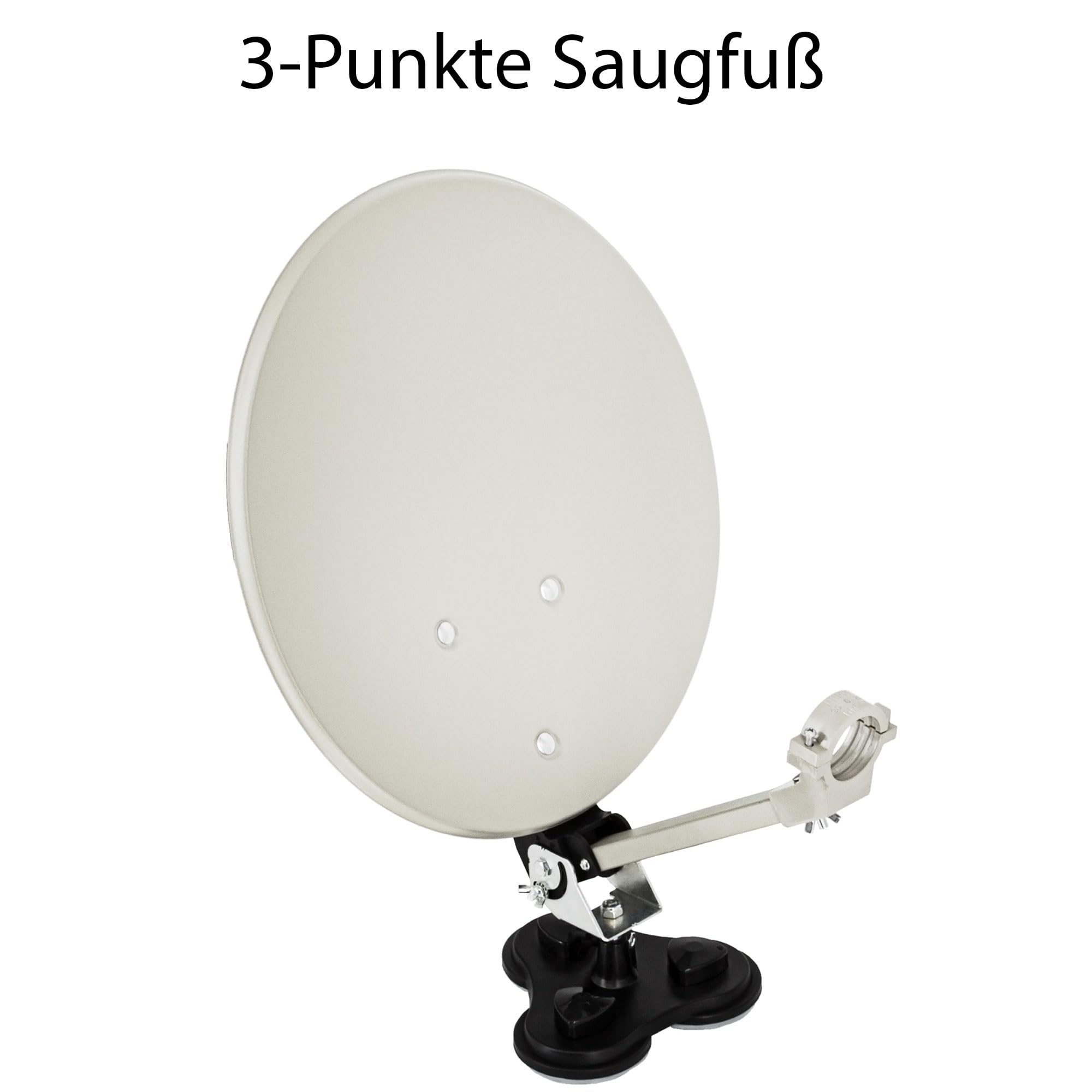 PremiumX Camping SAT Anlage Satellitenschüssel Single LNB Tischhalter Masthalter Saugfuß im Koffer Camp Zubehör