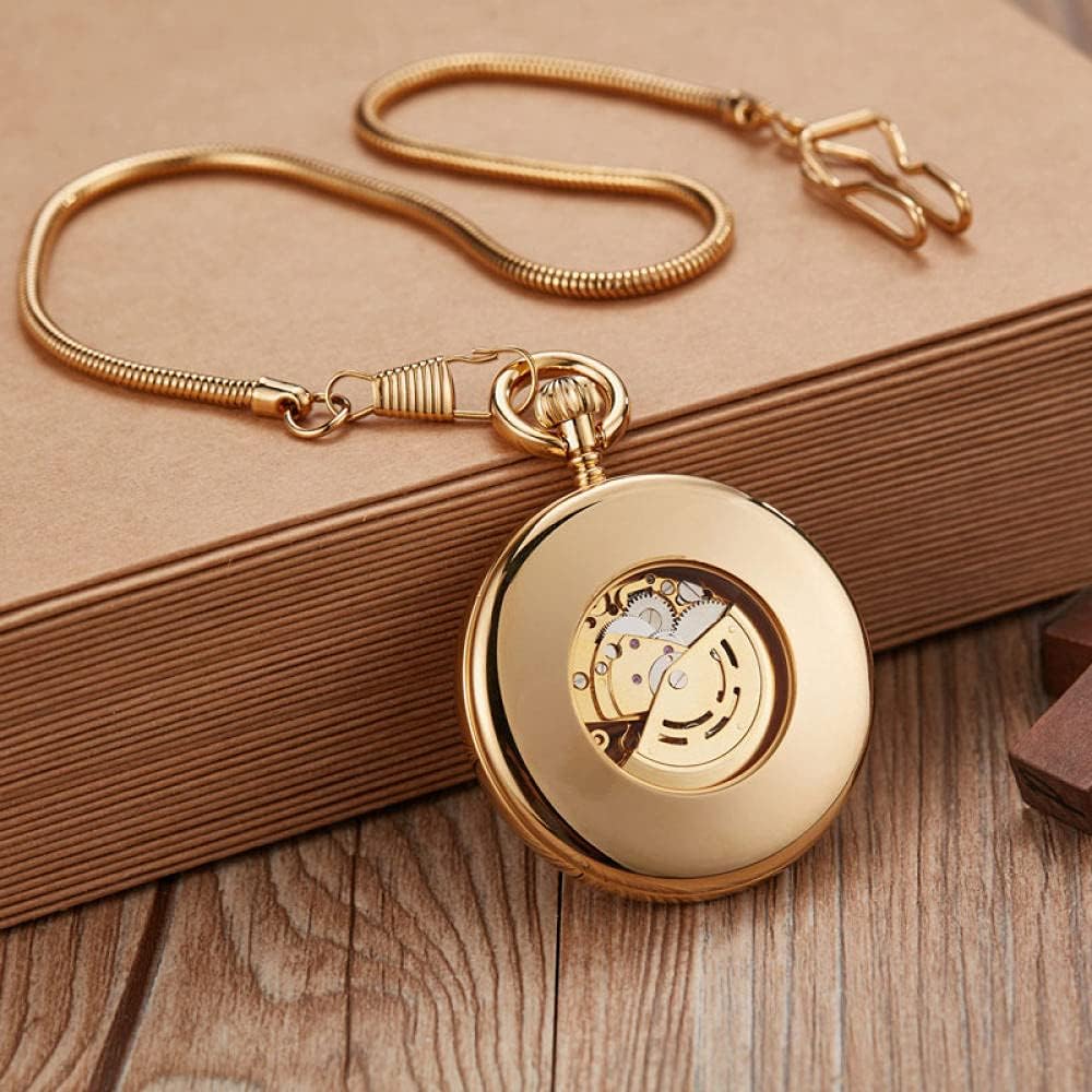 YIHANSS Luxus Kupfer Silber Automatische Mechanische Taschenuhr Uhr Fob Kette Uhr Männer Römische Zahlen Uhr Taschenuhren