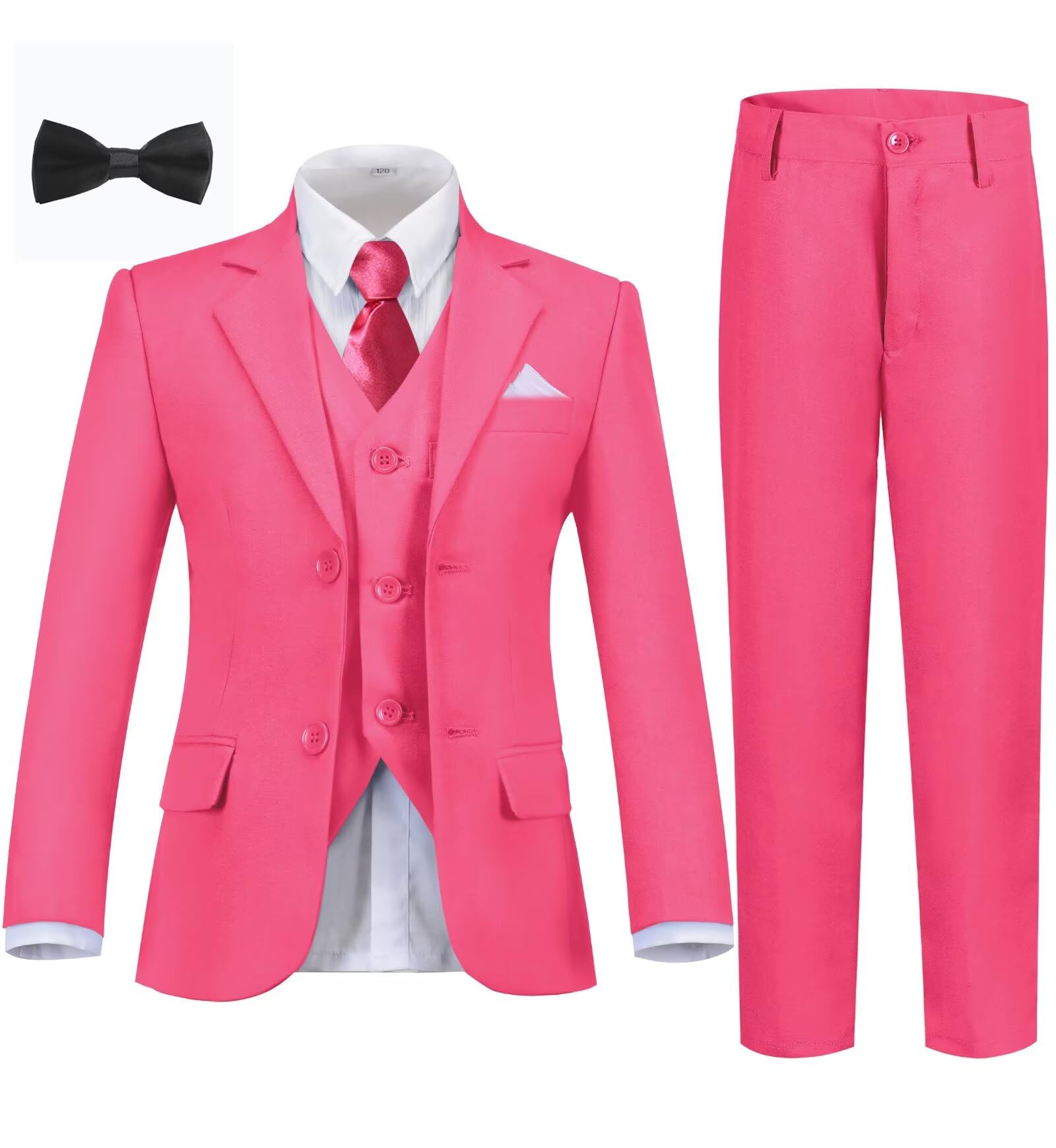Boys Formal Suit Set Kids Tuxedo Suits for Boys Easter Wedding Outfit with Ties and Pocket Square
