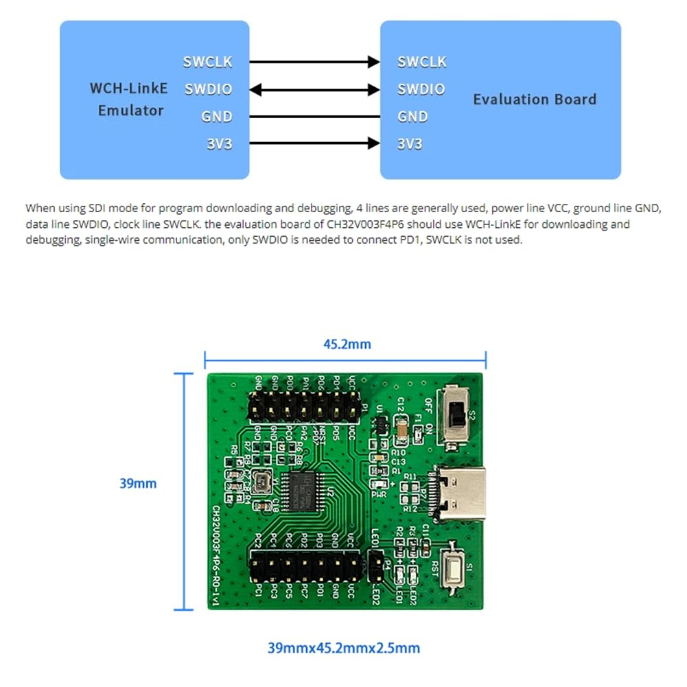 Deger CH32V003 Development Board Kit di valutazione a 32 bit Multiuso RISC-V-MCU Valutazione funzionale delle applicazioni