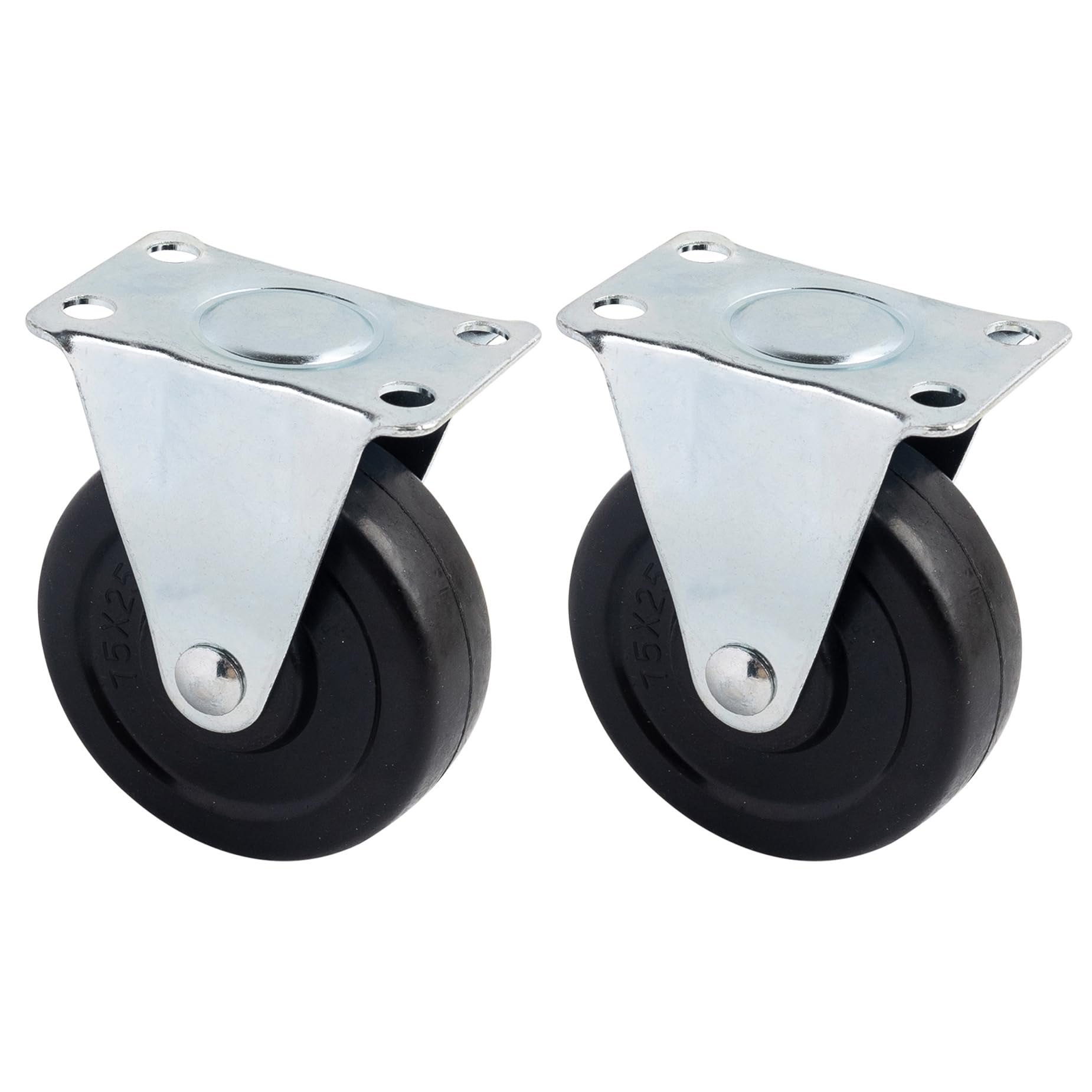 Roulettes fixes en caoutchouc noir 76mm Framendino pour meubles (Lot de 2)