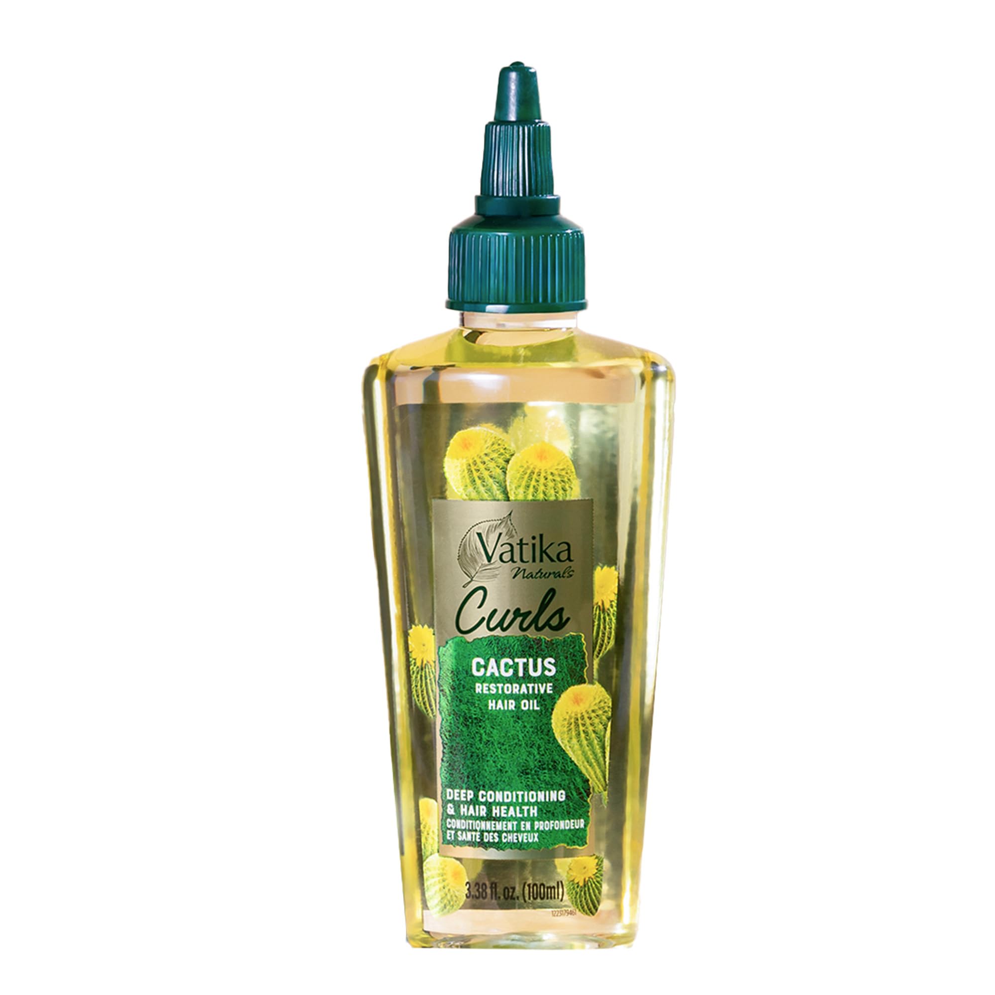Vatika Naturals Curls Cactus Hair Oil | 100 ml | for Curls| Split Ends | Promotes Hair Growth, Nourishes & Conditions Hair, Prevents Dandruff | Cactus fruit extract & Shea butter