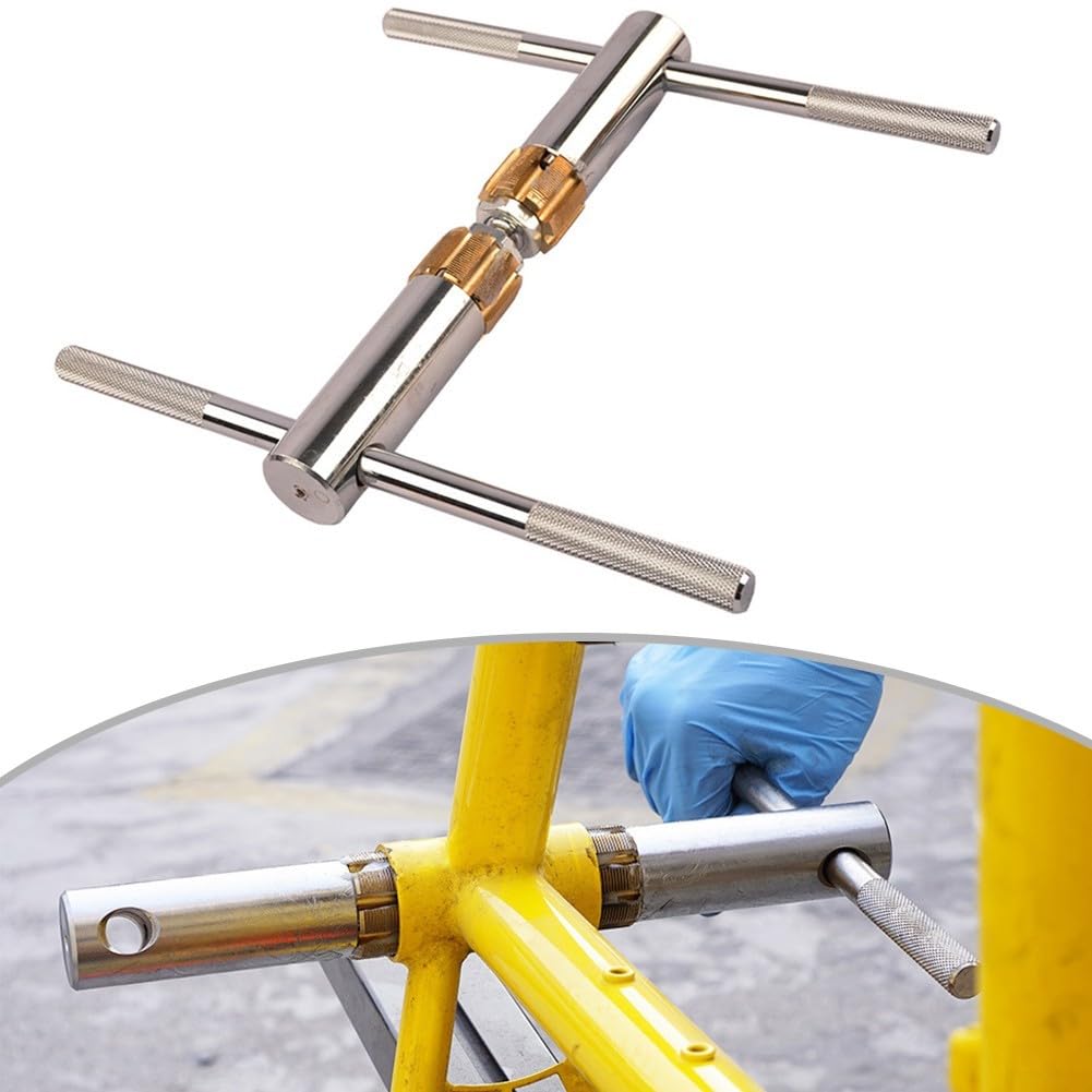 Fahrrad Tretlager-Gewindebohrwerkzeug, Gehäuse aus hochwertiger Aluminiumlegierung, rutschfester Griff, zum Fräsen und Inspektion, austauschbare Wasserhähne