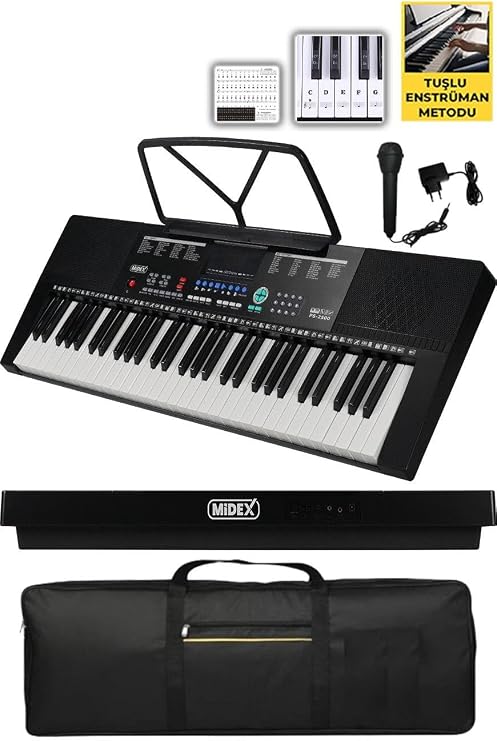Midex PS-2500 LED Display 61 Key Org Bag with Notary Holder and Adapter (300 Sounds 300 Rhythms)
