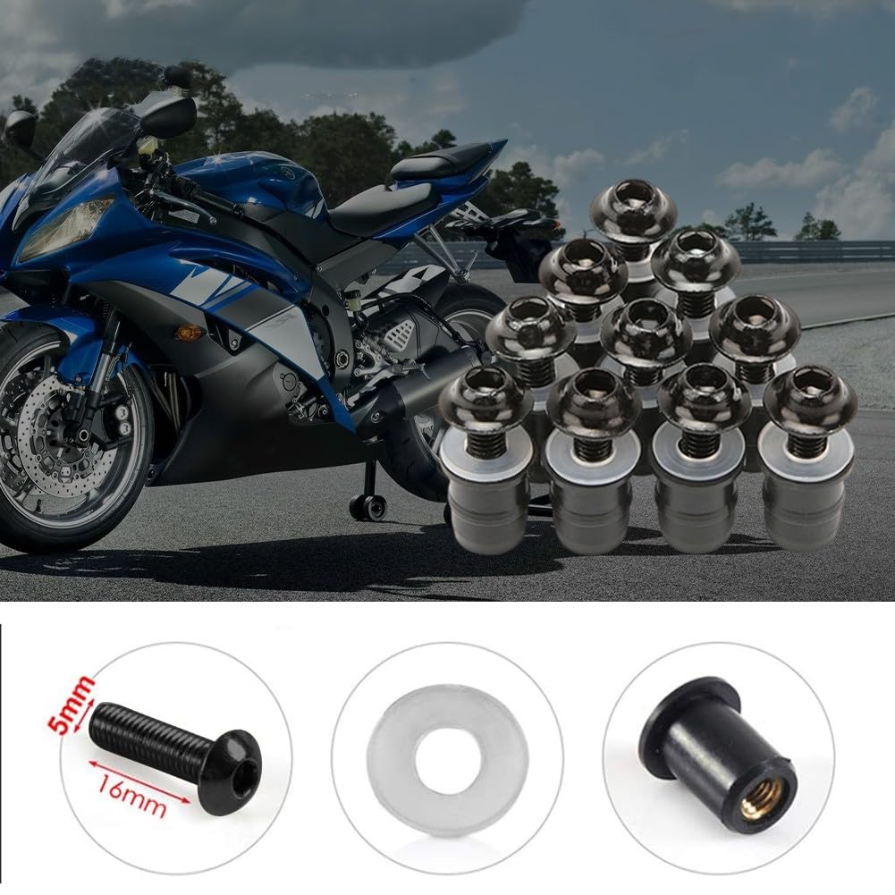 10 Stuks Motorfiets Windsn Schroefset, Universele Motorfiets Voorruit 10 Stuks Motorfiets Windsn Schroefset, Universele Motorfiets Voorruit